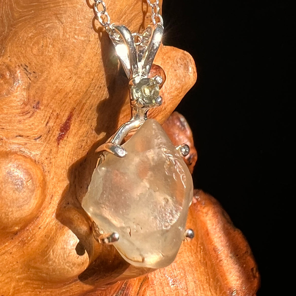 Libyan Desert Glass & Moldavite Necklace Sterling #8402-Moldavite Life