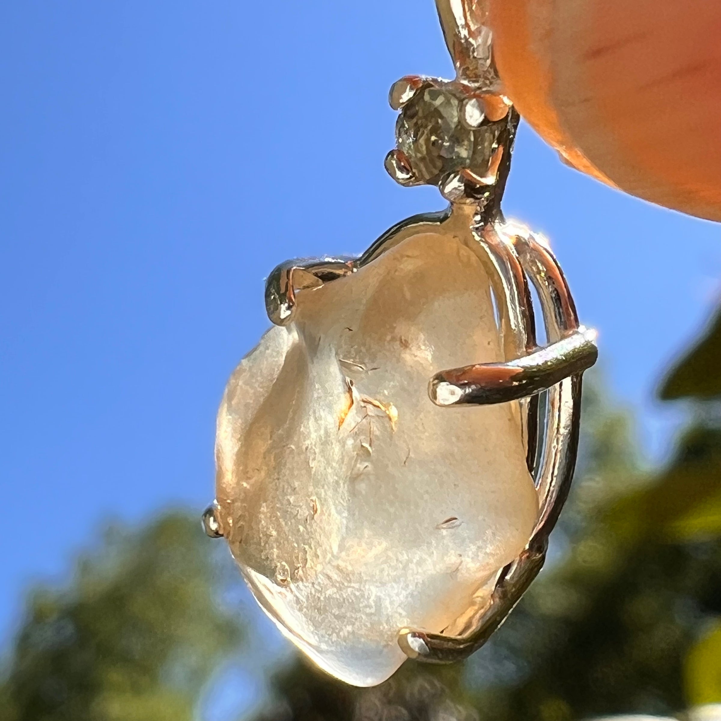 Libyan Desert Glass & Moldavite Necklace Sterling #8402-Moldavite Life