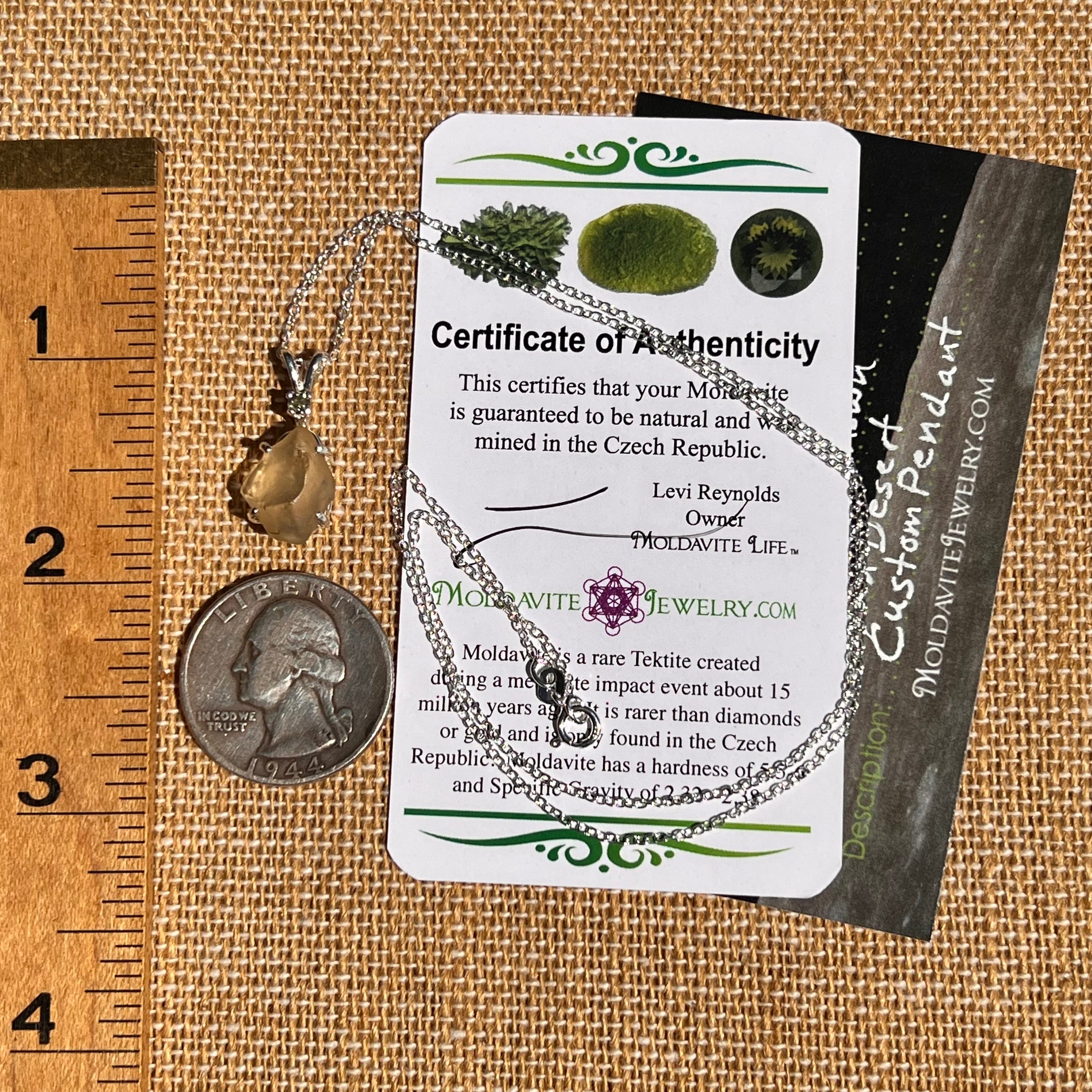 Libyan Desert Glass & Moldavite Necklace Sterling #8402-Moldavite Life