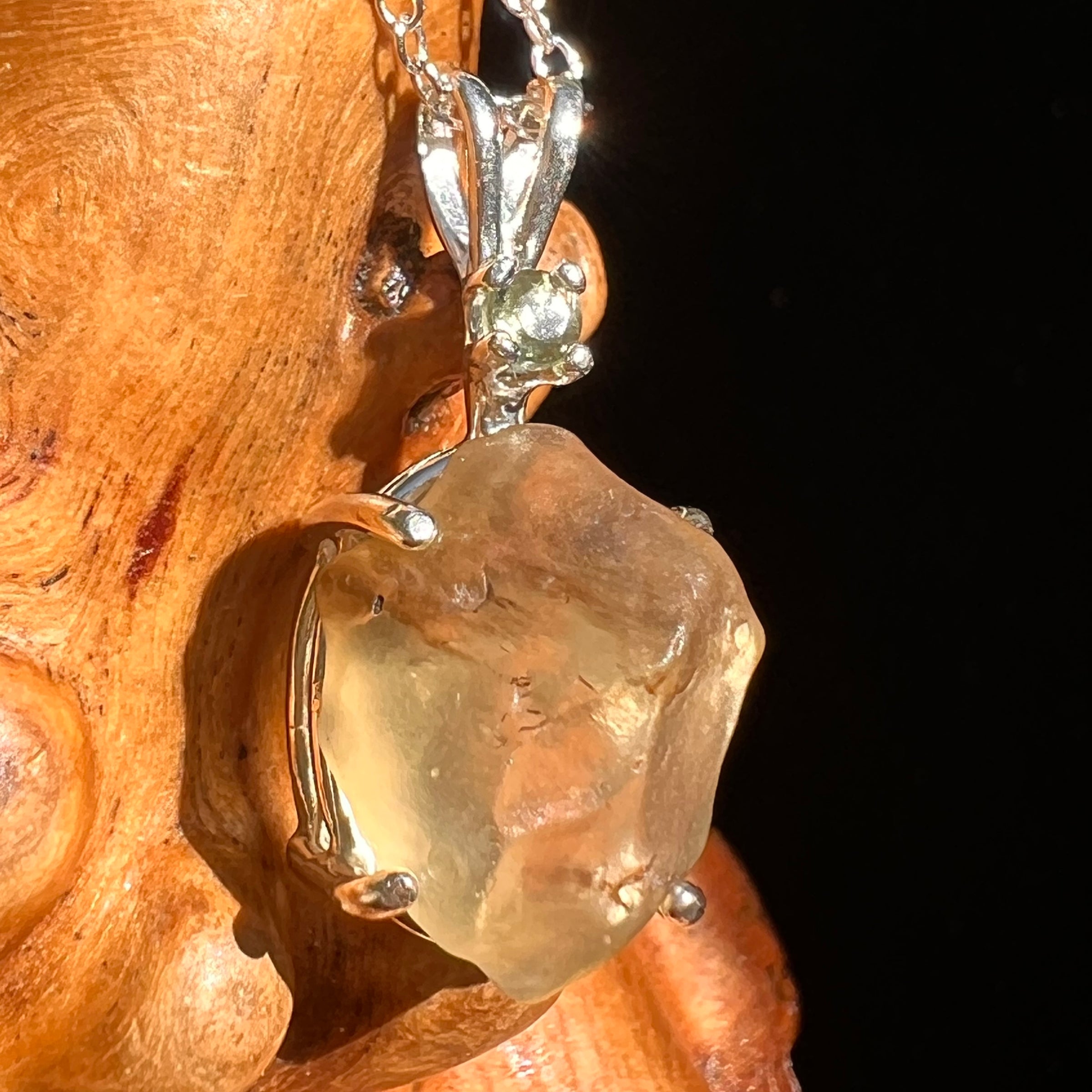 Libyan Desert Glass & Moldavite Necklace Sterling #8403-Moldavite Life