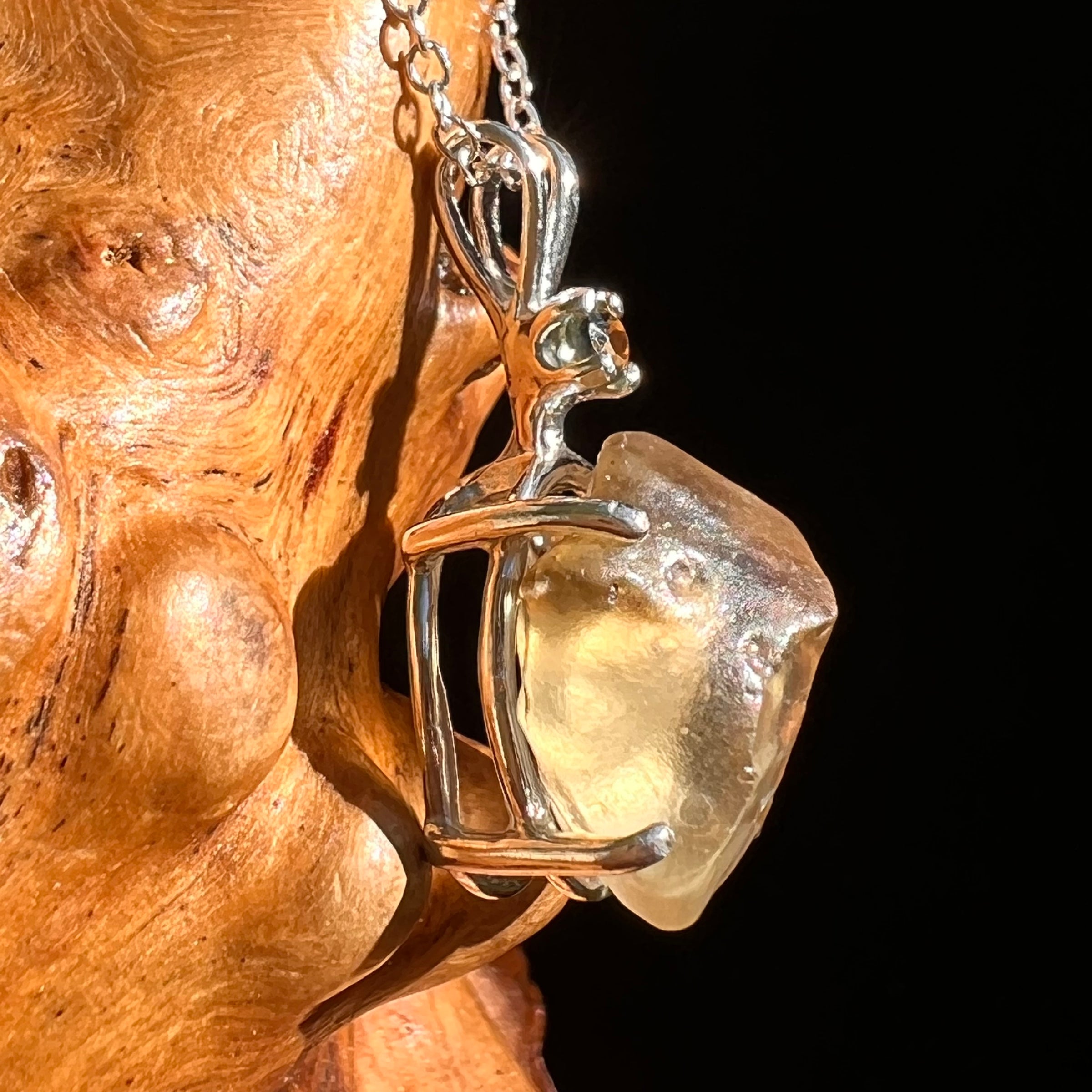 Libyan Desert Glass & Moldavite Necklace Sterling #8403-Moldavite Life