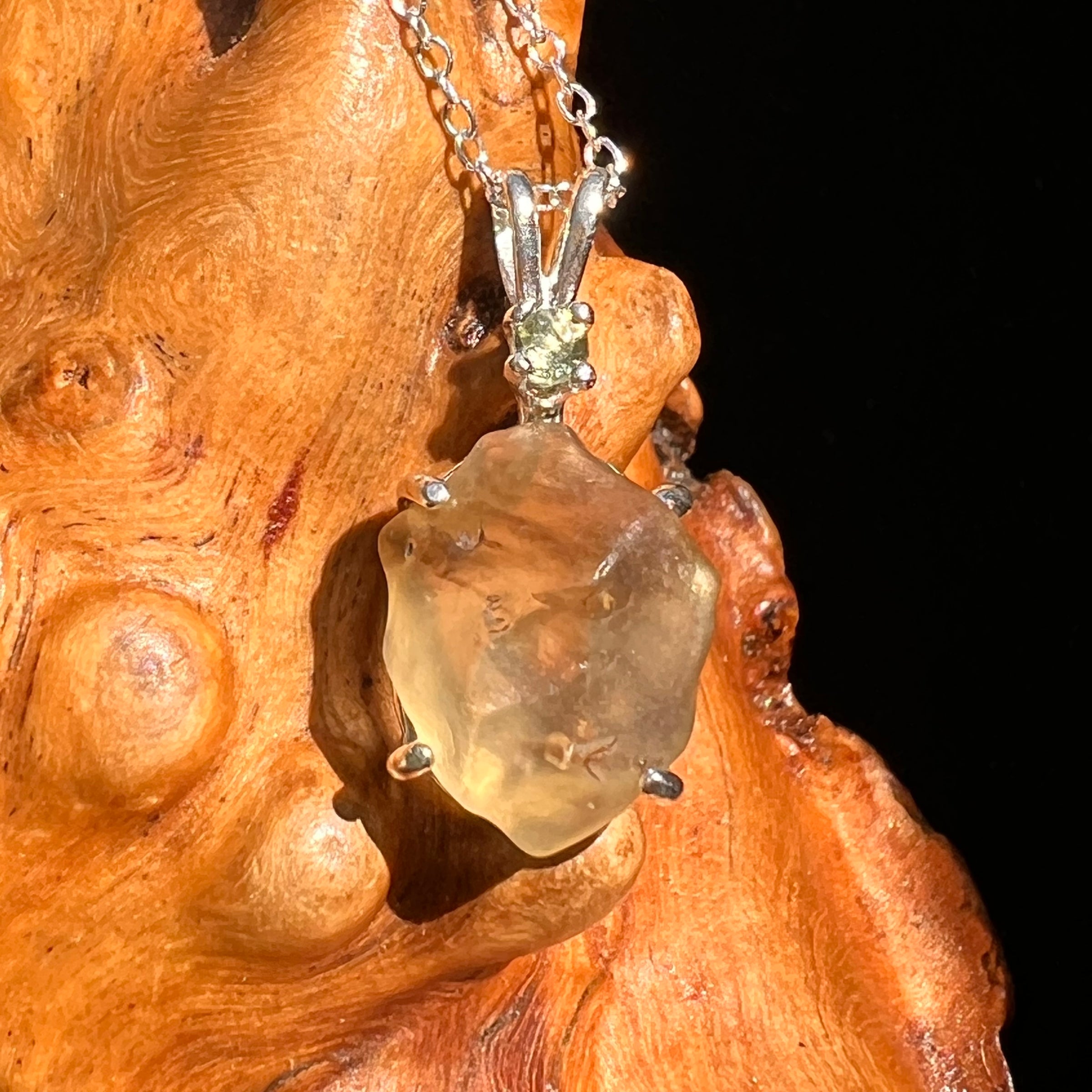 Libyan Desert Glass & Moldavite Necklace Sterling #8403-Moldavite Life