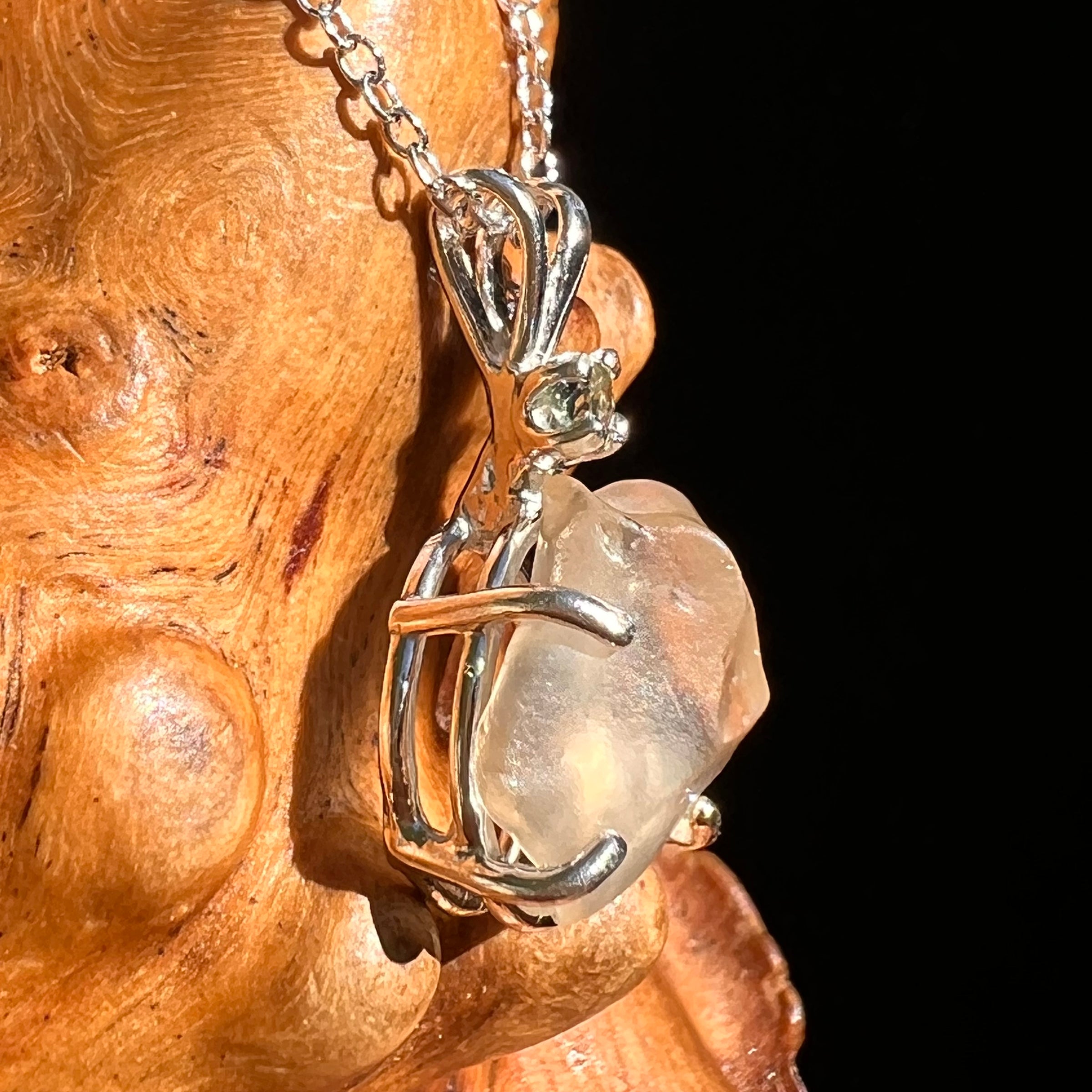Libyan Desert Glass & Moldavite Necklace Sterling #8404-Moldavite Life