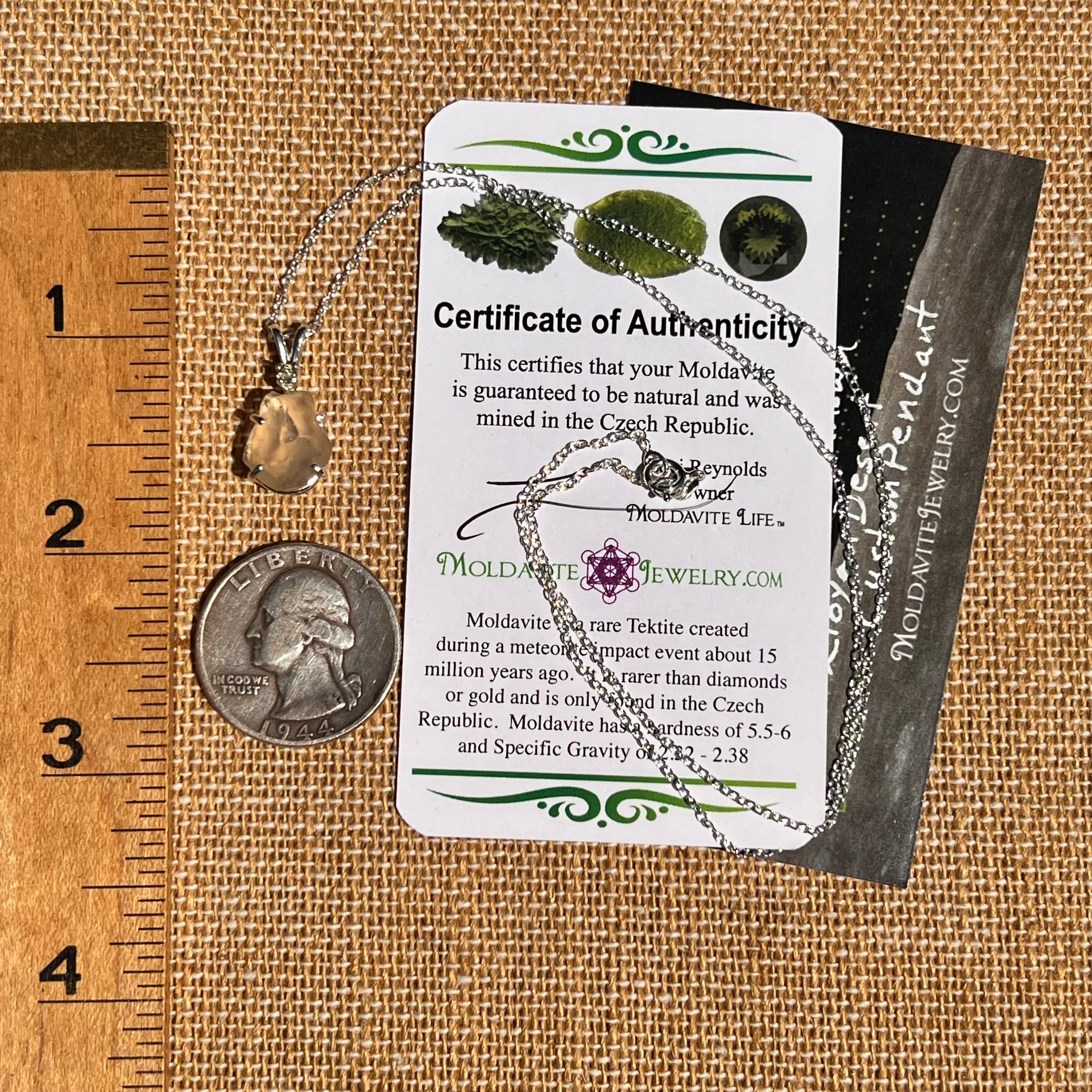 Libyan Desert Glass & Moldavite Necklace Sterling #8404-Moldavite Life