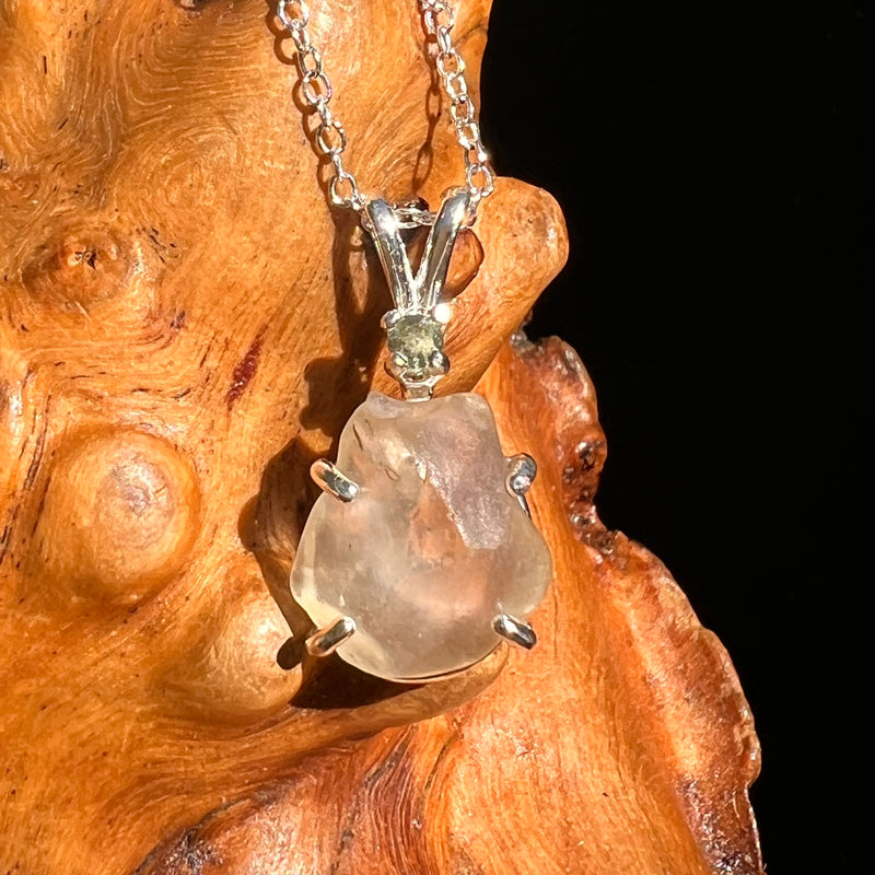 Libyan Desert Glass & Moldavite Necklace Sterling #8404-Moldavite Life