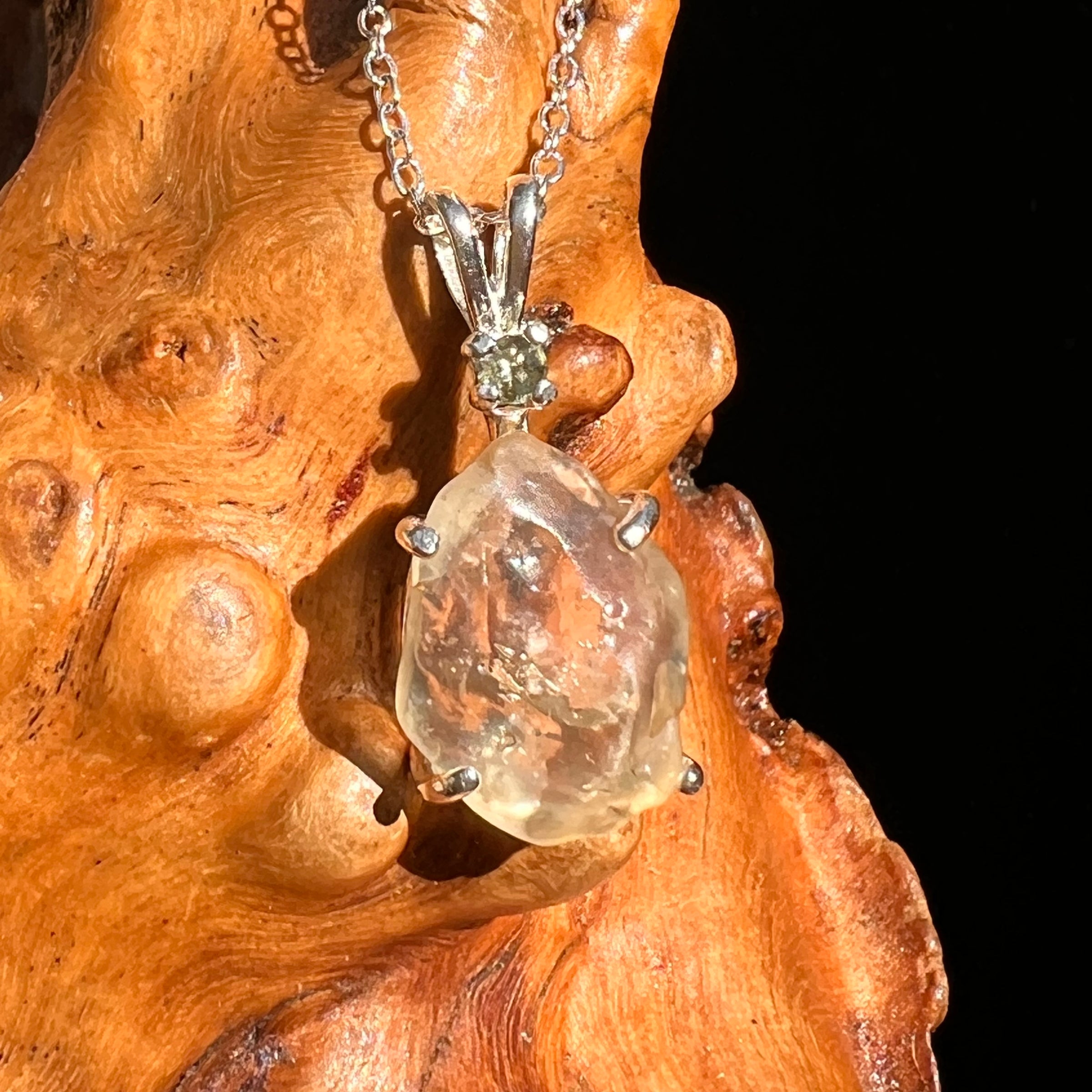 Libyan Desert Glass & Moldavite Necklace Sterling #8405-Moldavite Life