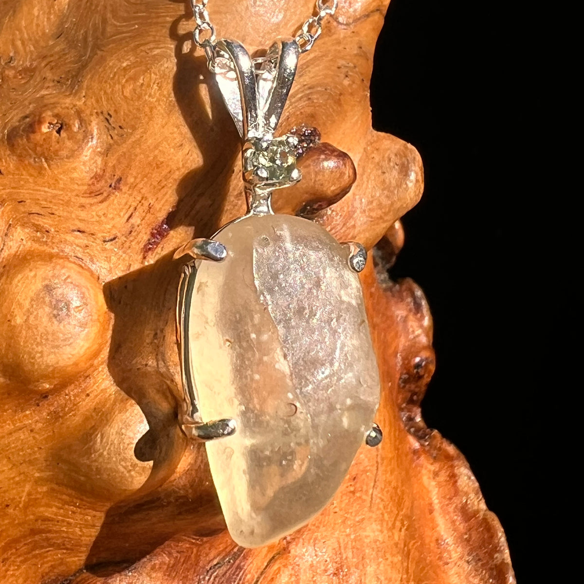Libyan Desert Glass & Moldavite Necklace Sterling #8406-Moldavite Life