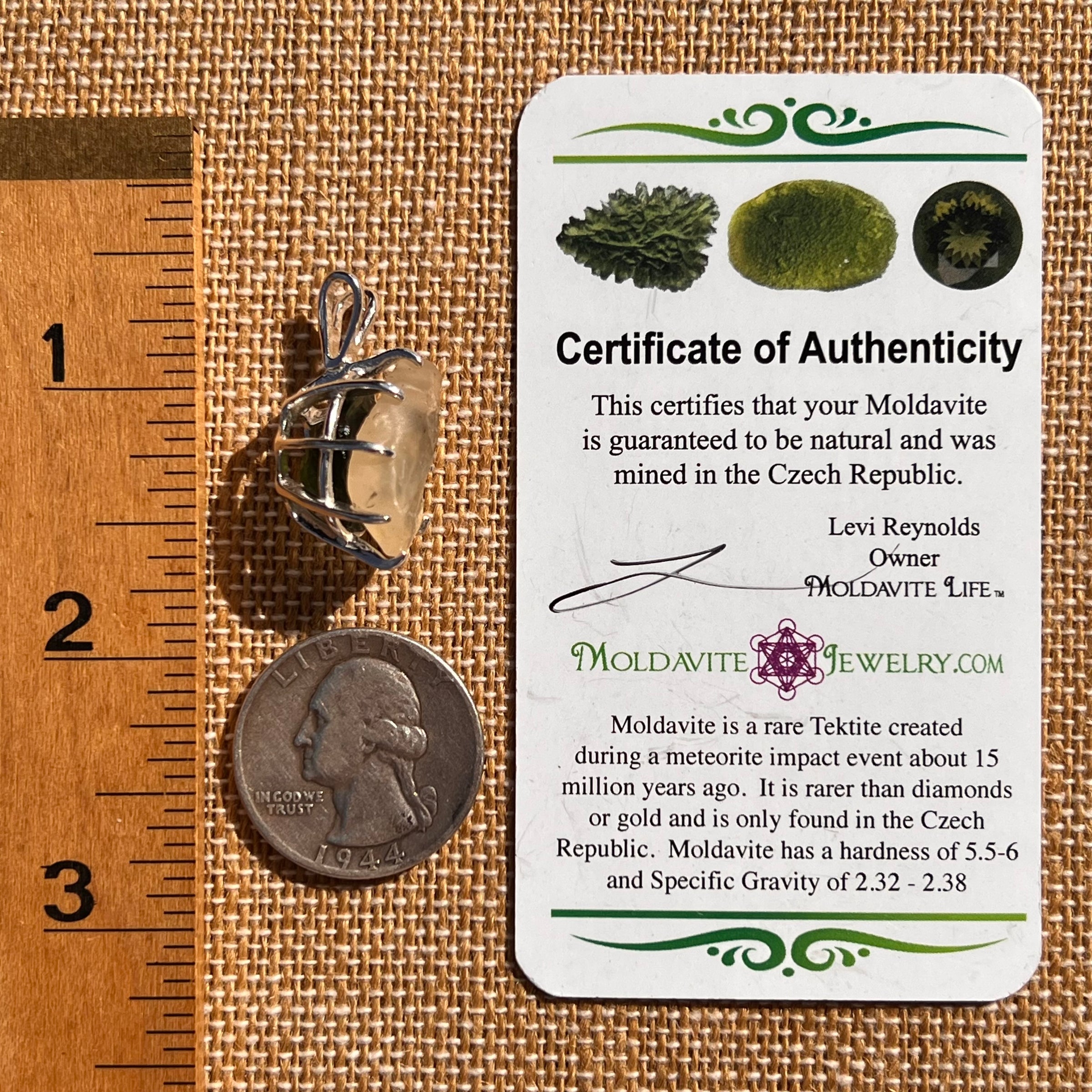 Libyan Desert Glass & Moldavite Pendant Sterling #7545-Moldavite Life