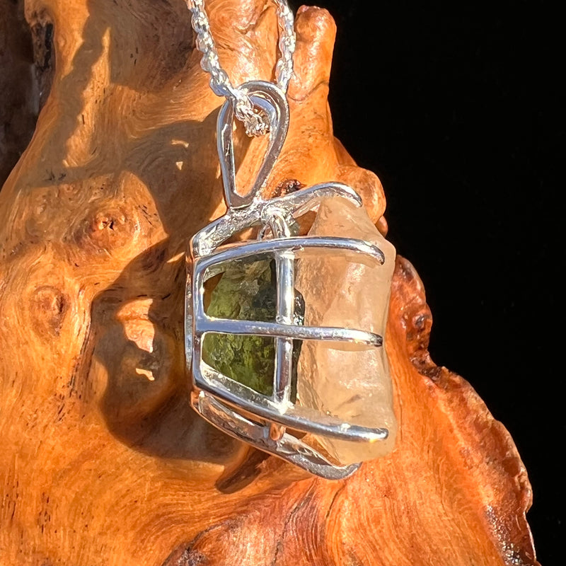 Libyan Desert Glass & Moldavite Pendant Sterling #7545-Moldavite Life