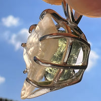 Libyan Desert Glass & Moldavite Pendant Sterling #7546-Moldavite Life