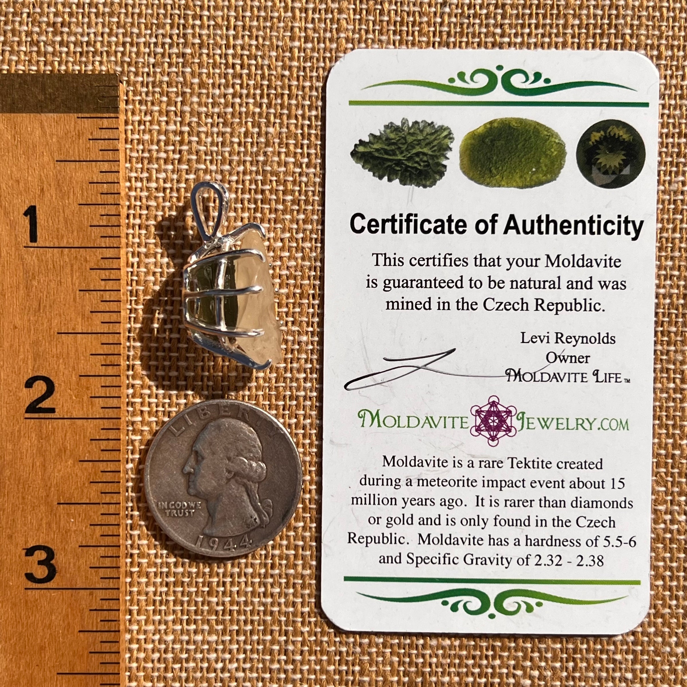 Libyan Desert Glass & Moldavite Pendant Sterling #7546-Moldavite Life
