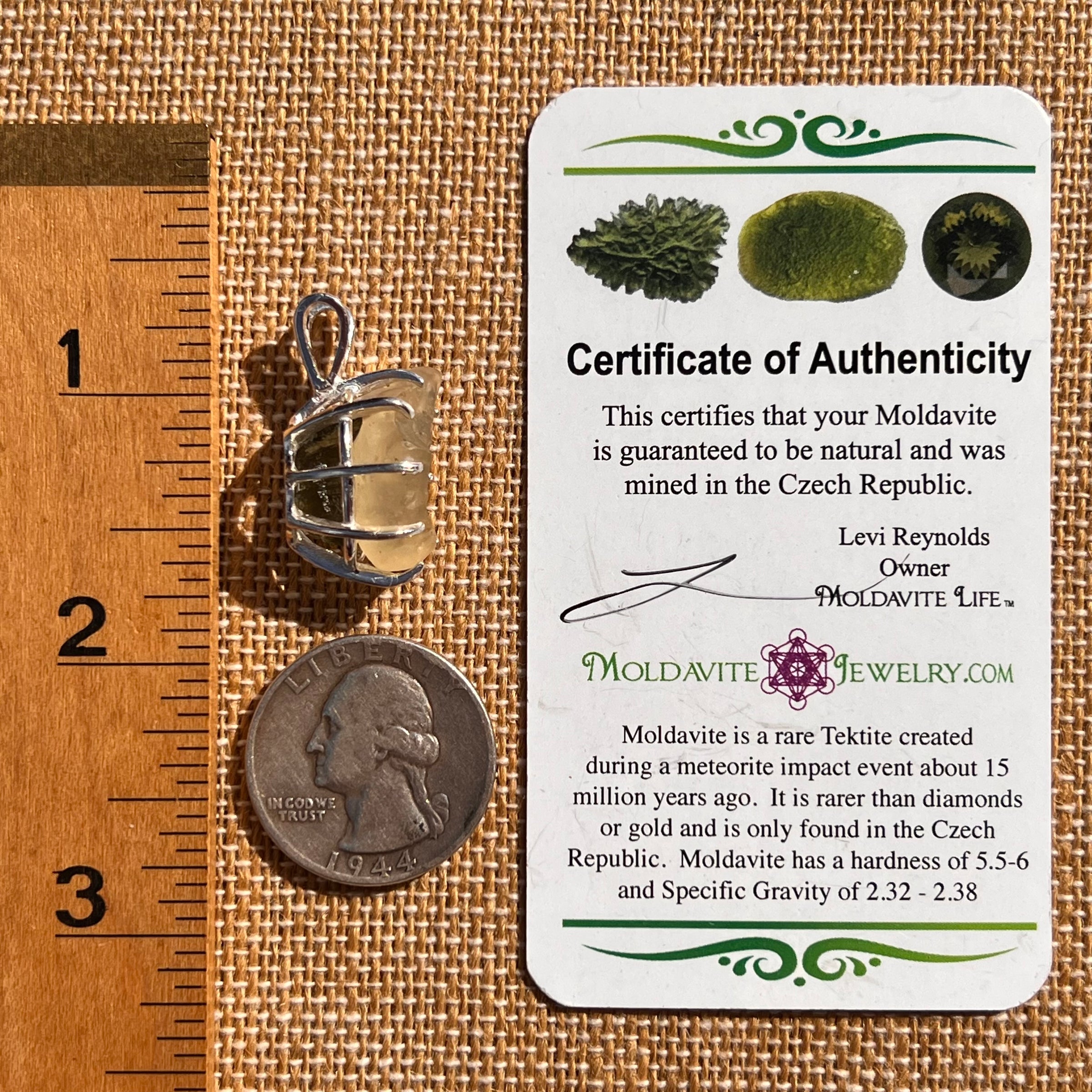 Libyan Desert Glass & Moldavite Pendant Sterling #7547-Moldavite Life