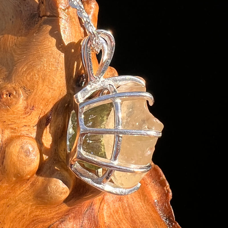 Libyan Desert Glass & Moldavite Pendant Sterling #7547-Moldavite Life