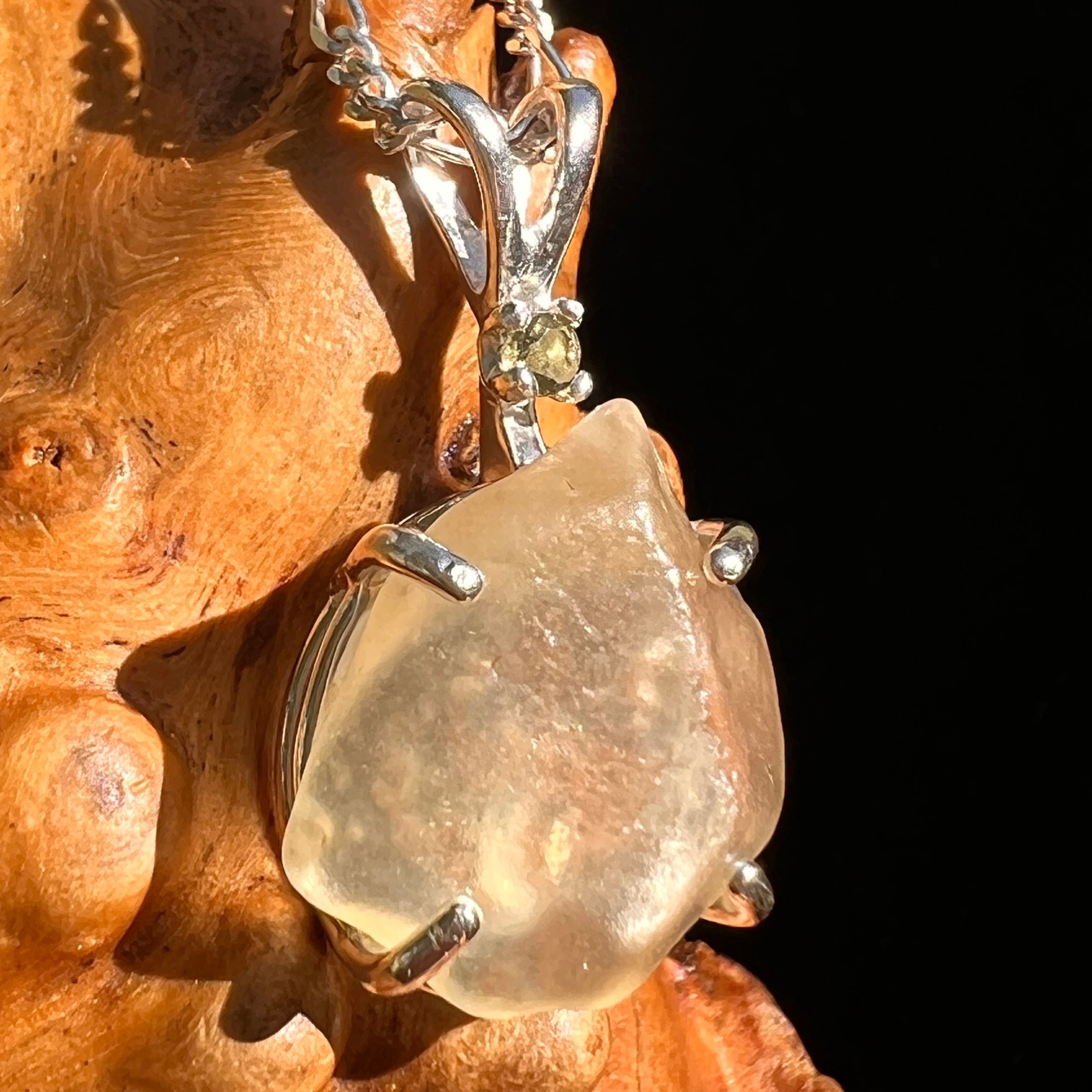 Libyan Desert Glass & Moldavite Pendant Sterling #8407-Moldavite Life