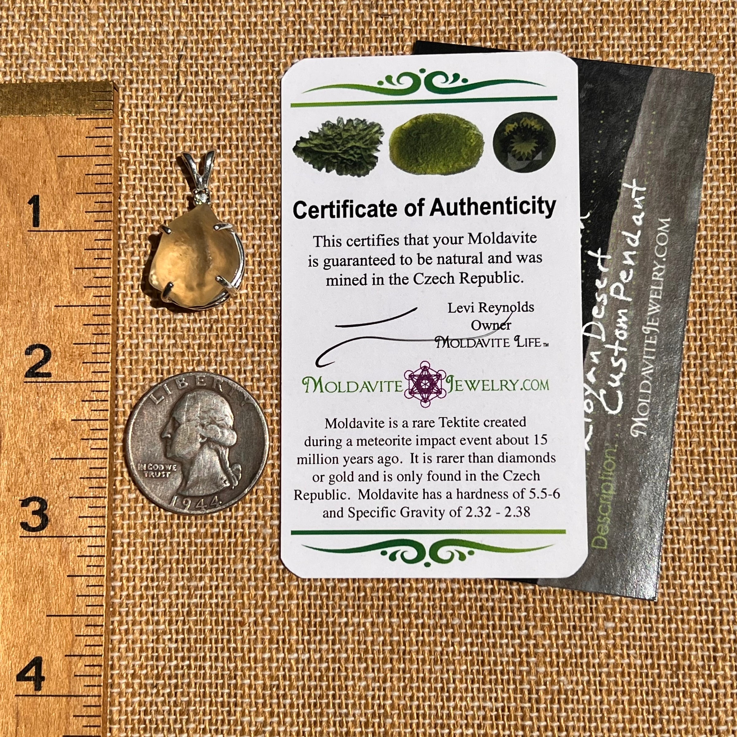 Libyan Desert Glass & Moldavite Pendant Sterling #8407-Moldavite Life