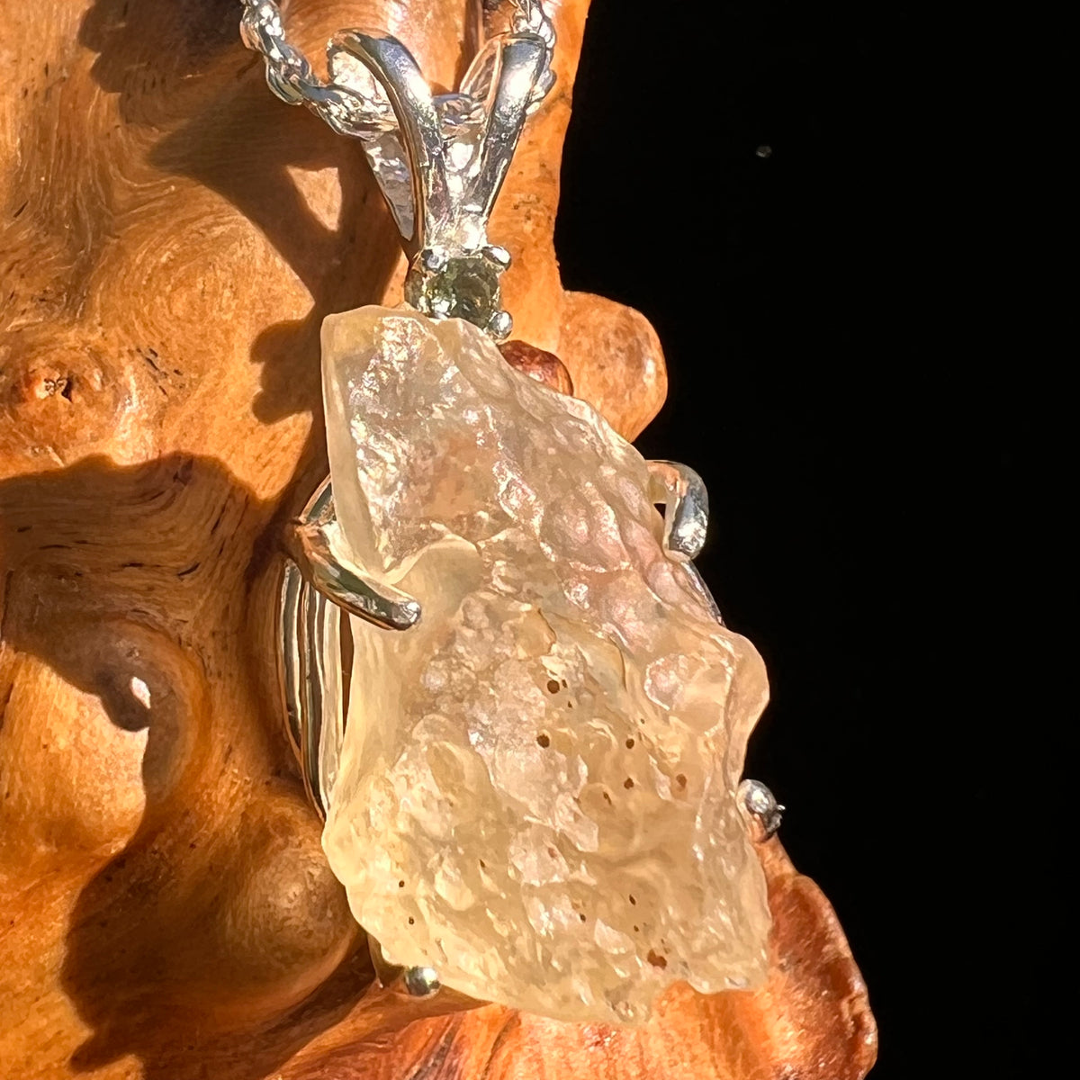 Libyan Desert Glass & Moldavite Pendant Sterling #8408-Moldavite Life