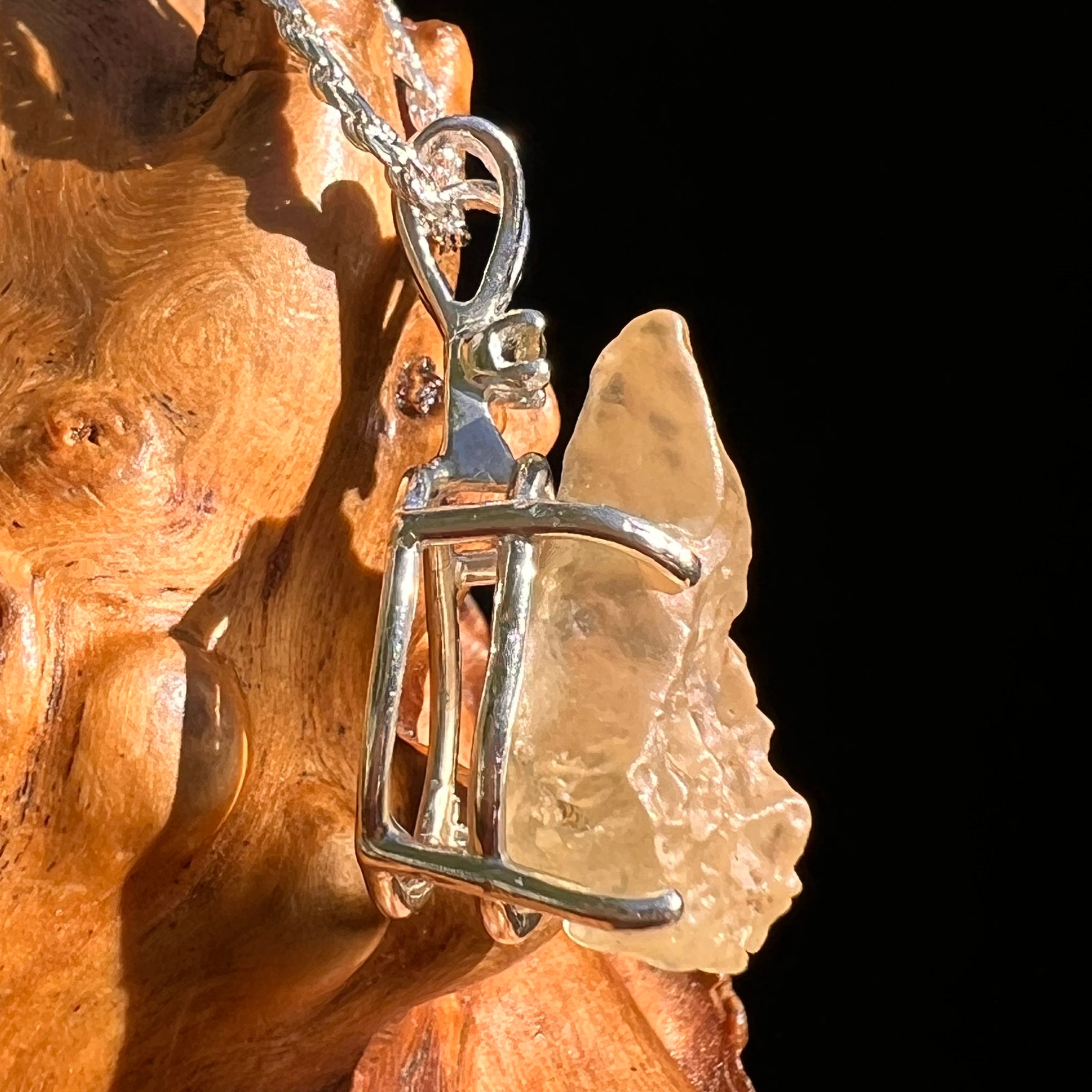 Libyan Desert Glass & Moldavite Pendant Sterling #8408-Moldavite Life