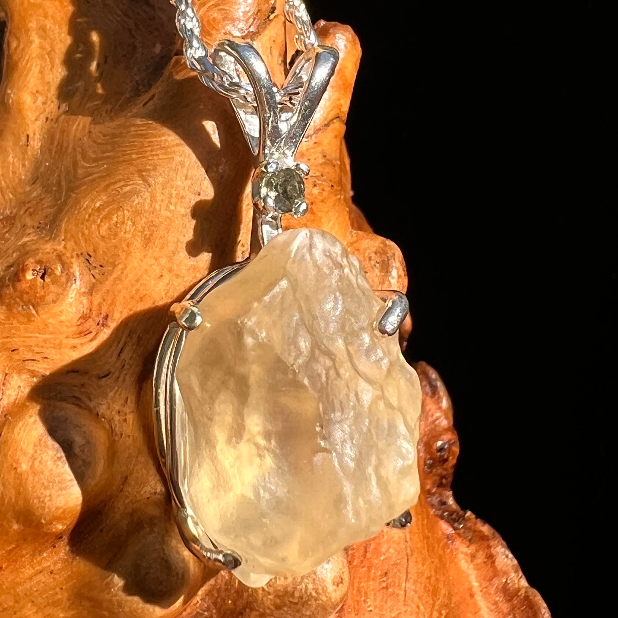 Libyan Desert Glass & Moldavite Pendant Sterling #8409-Moldavite Life