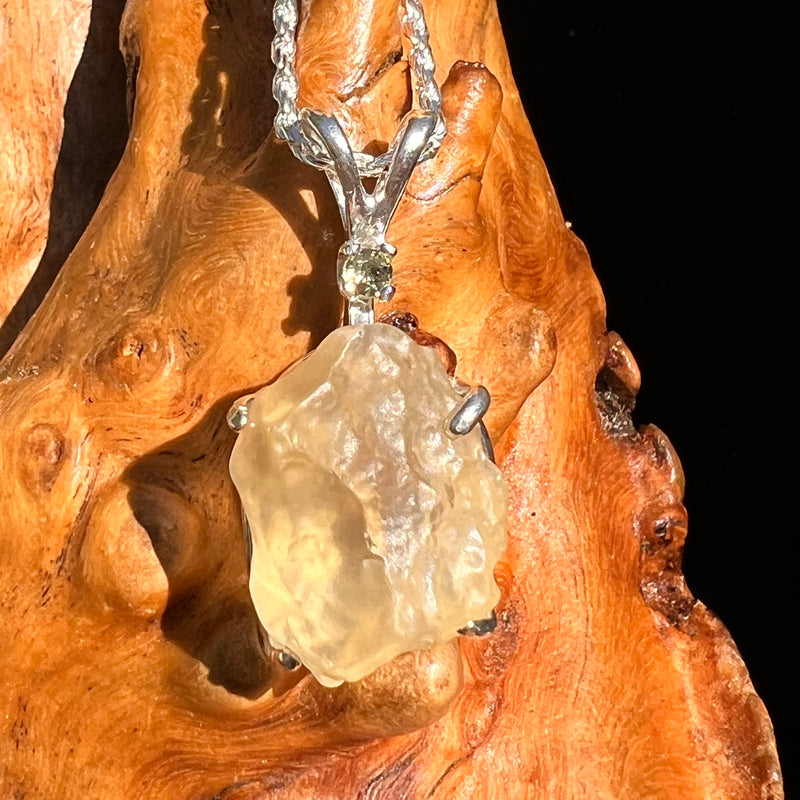Libyan Desert Glass & Moldavite Pendant Sterling #8409-Moldavite Life
