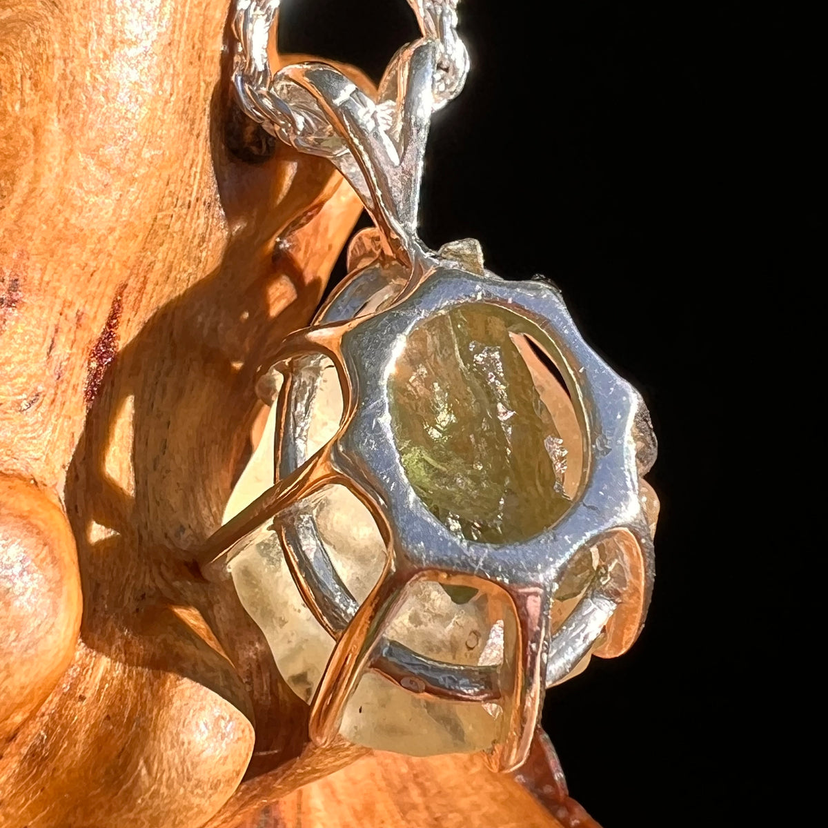 Libyan Desert Glass & Moldavite Pendant Sterling #8928-Moldavite Life