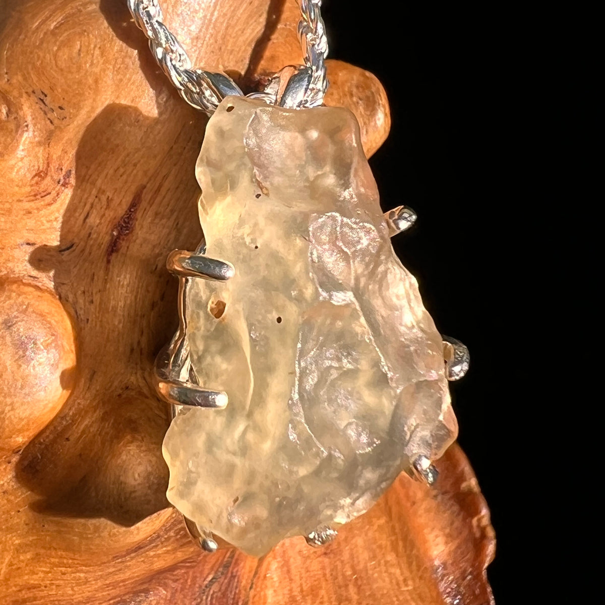 Libyan Desert Glass & Moldavite Pendant Sterling #8929-Moldavite Life