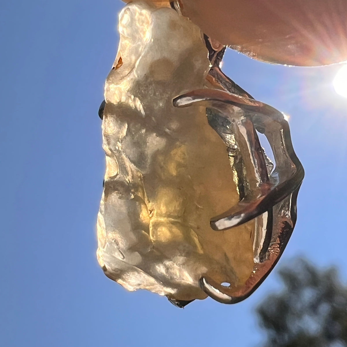 Libyan Desert Glass & Moldavite Pendant Sterling #8929-Moldavite Life
