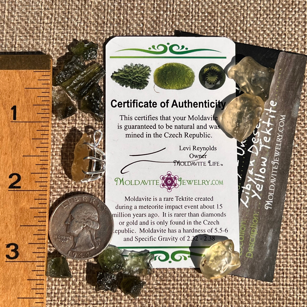 Libyan Desert Glass & Moldavite Pendant Sterling #8929-Moldavite Life