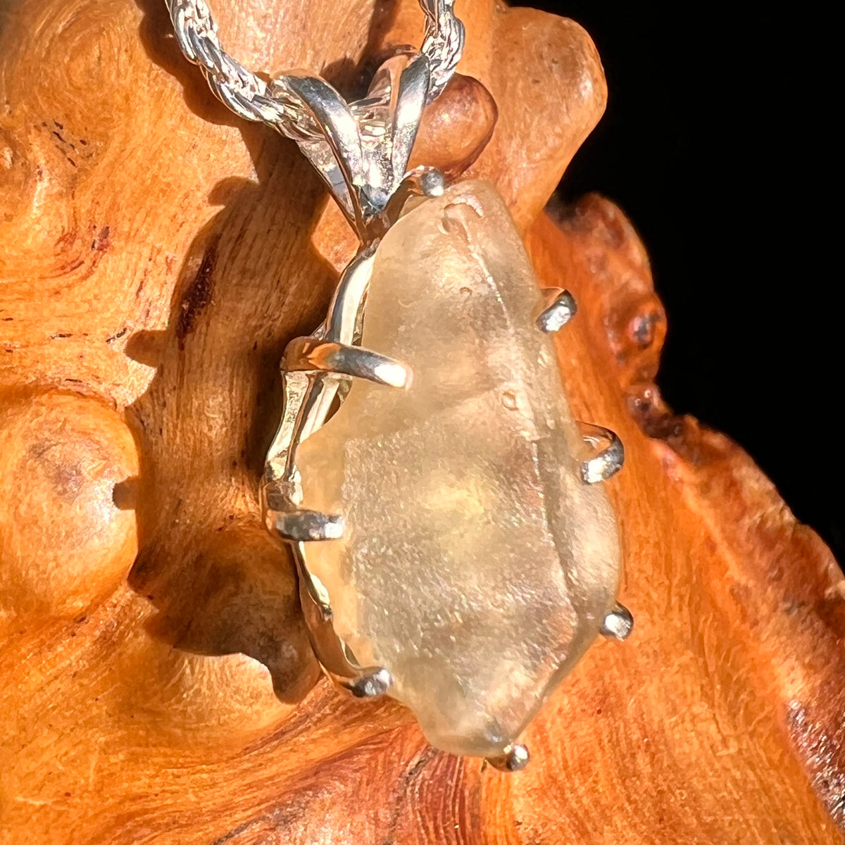 Libyan Desert Glass & Moldavite Pendant Sterling #8931-Moldavite Life