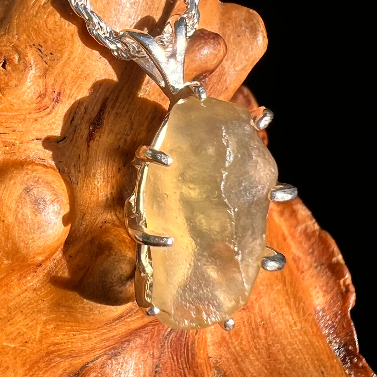 Libyan Desert Glass & Moldavite Pendant Sterling #8932-Moldavite Life