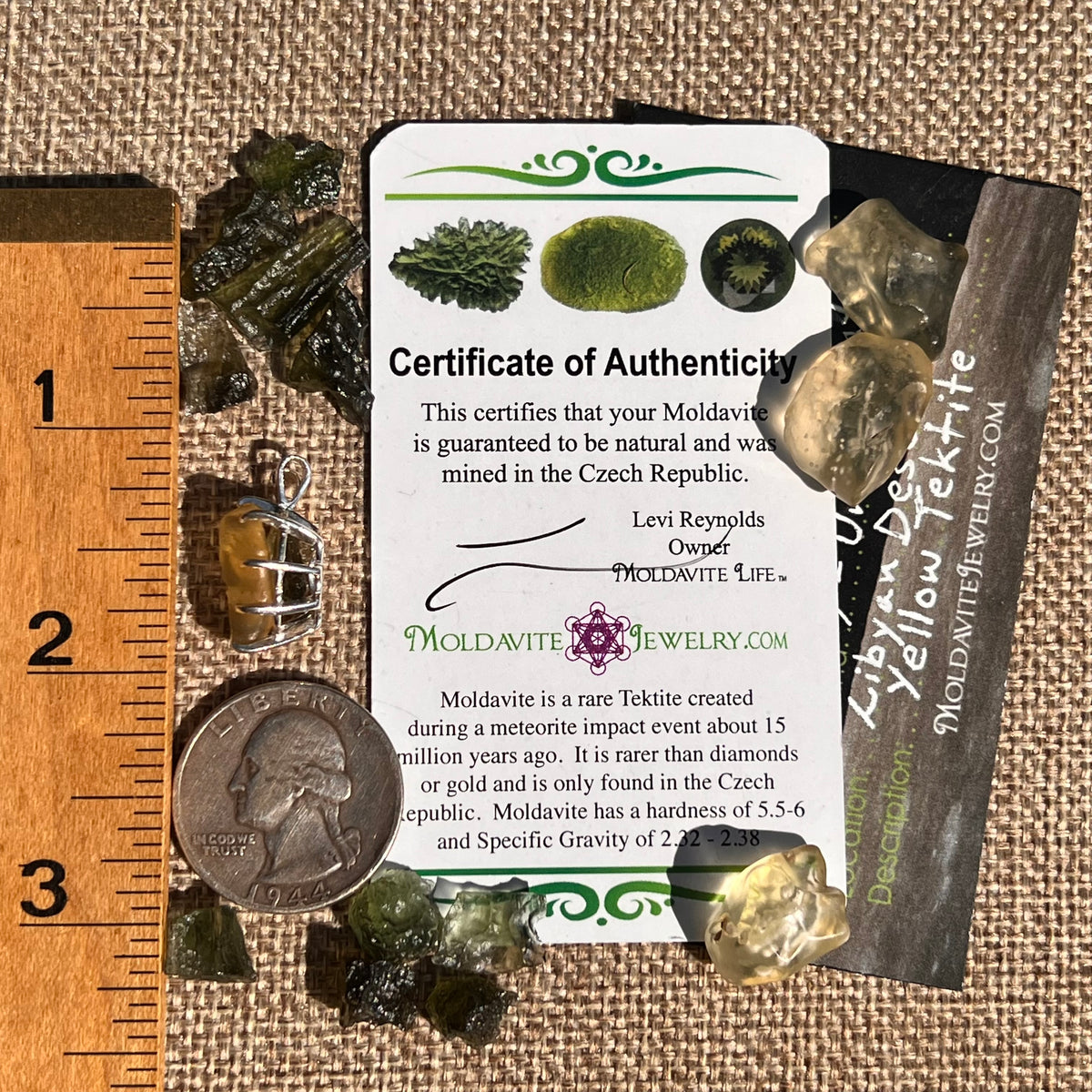 Libyan Desert Glass & Moldavite Pendant Sterling #8932-Moldavite Life
