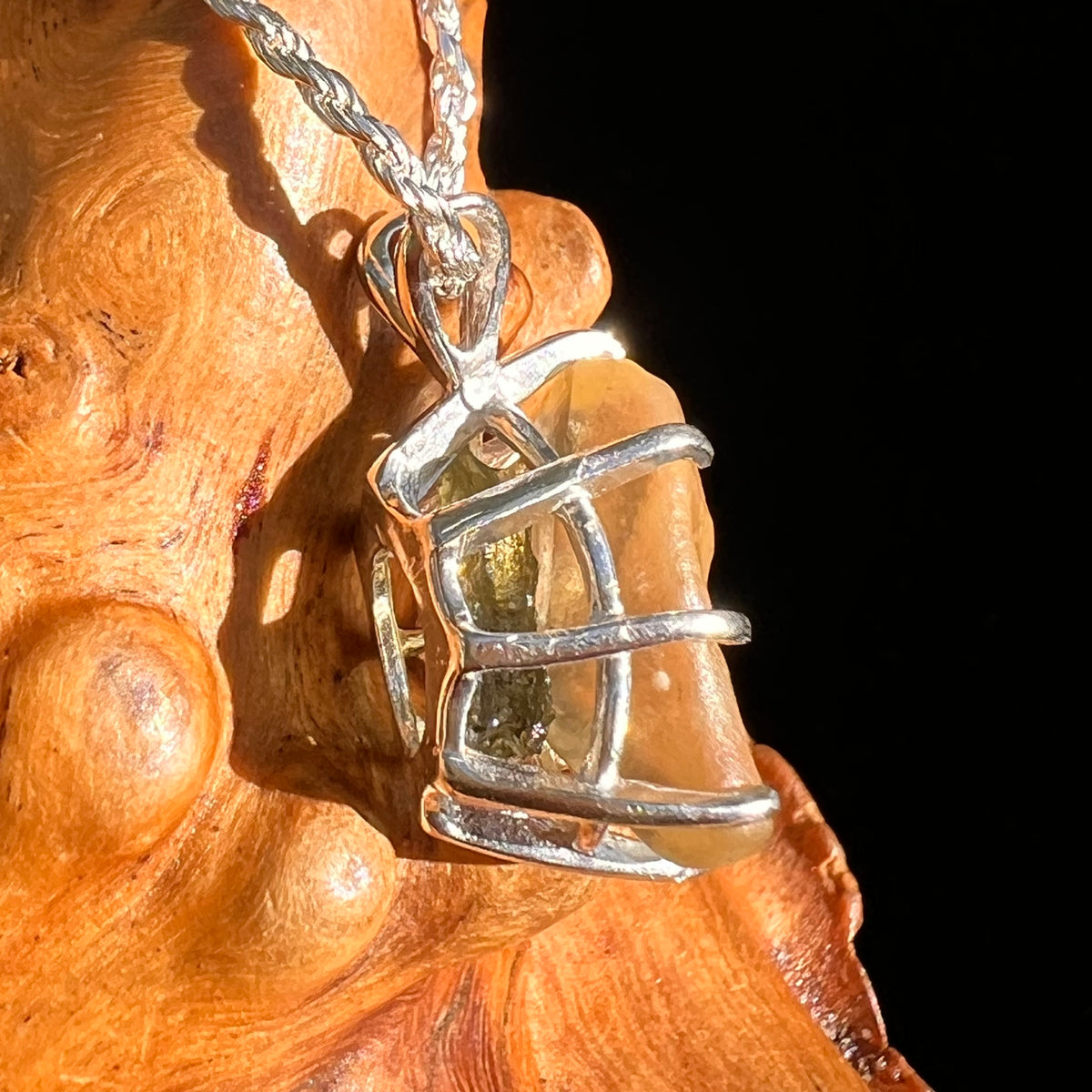 Libyan Desert Glass & Moldavite Pendant Sterling #8932-Moldavite Life