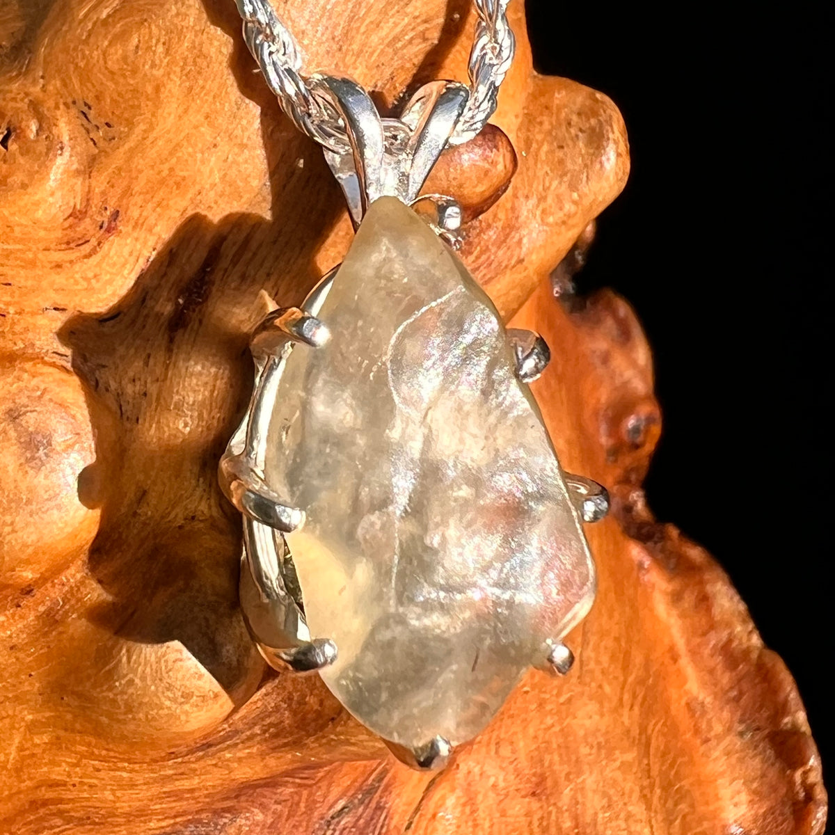 Libyan Desert Glass & Moldavite Pendant Sterling #8934-Moldavite Life