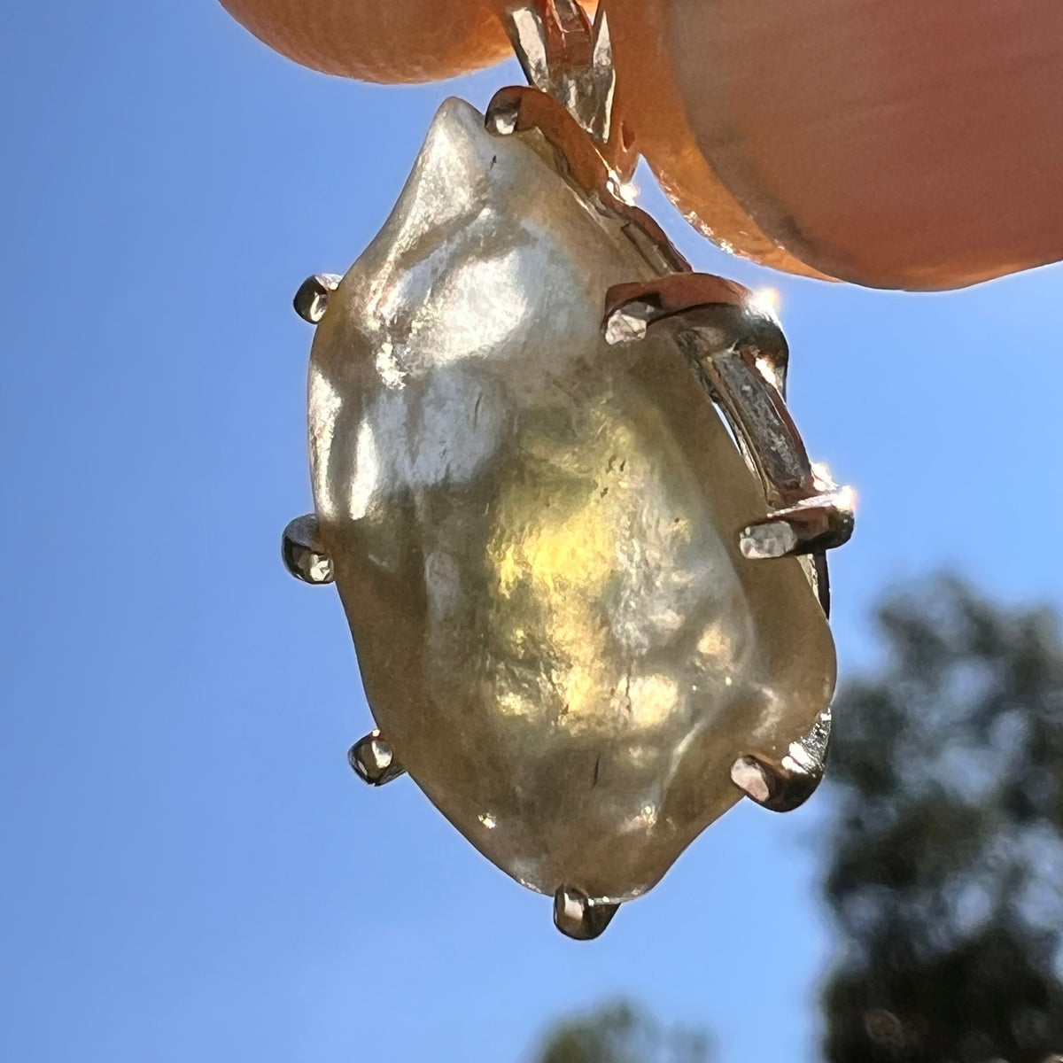Libyan Desert Glass & Moldavite Pendant Sterling #8934-Moldavite Life