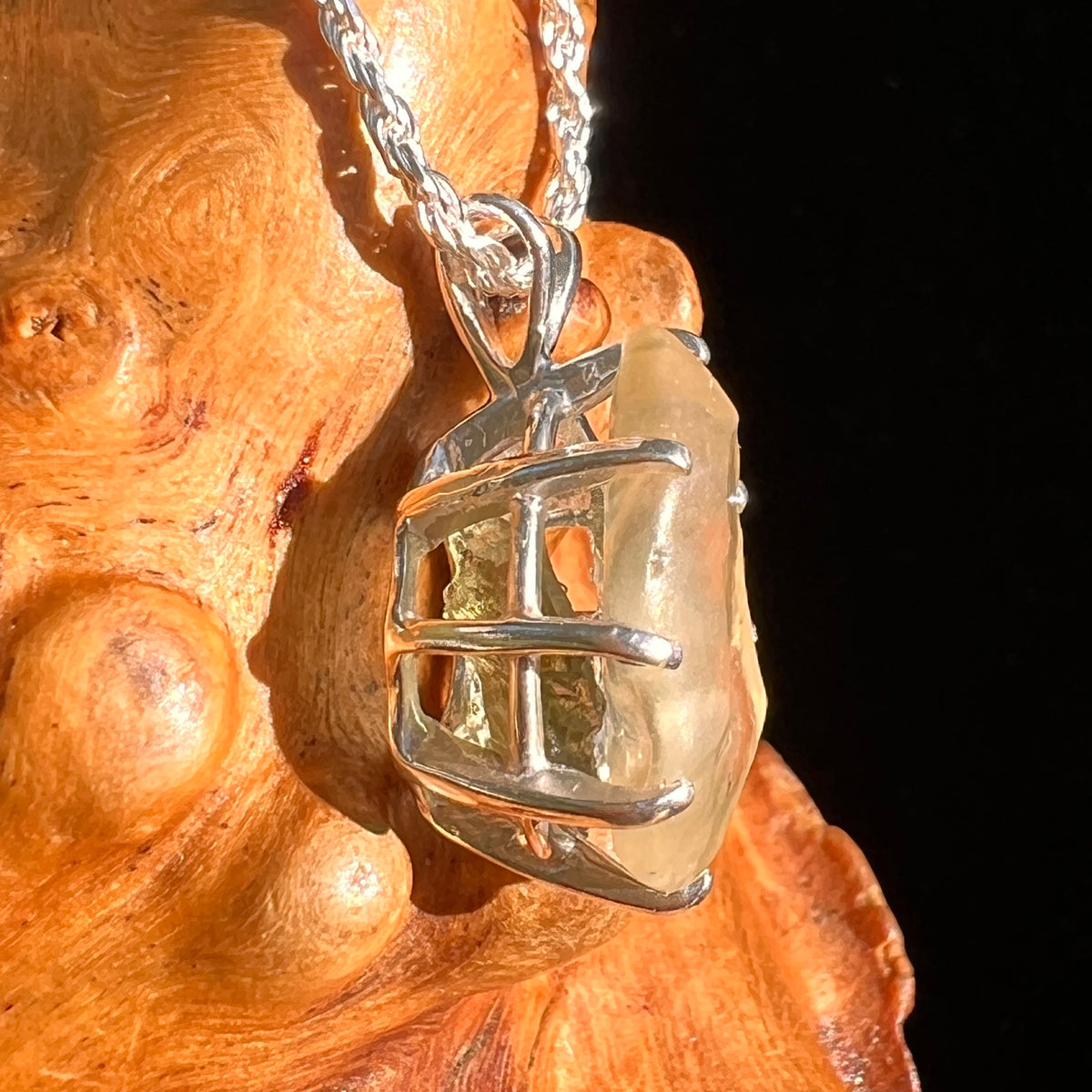 Libyan Desert Glass & Moldavite Pendant Sterling #8934-Moldavite Life