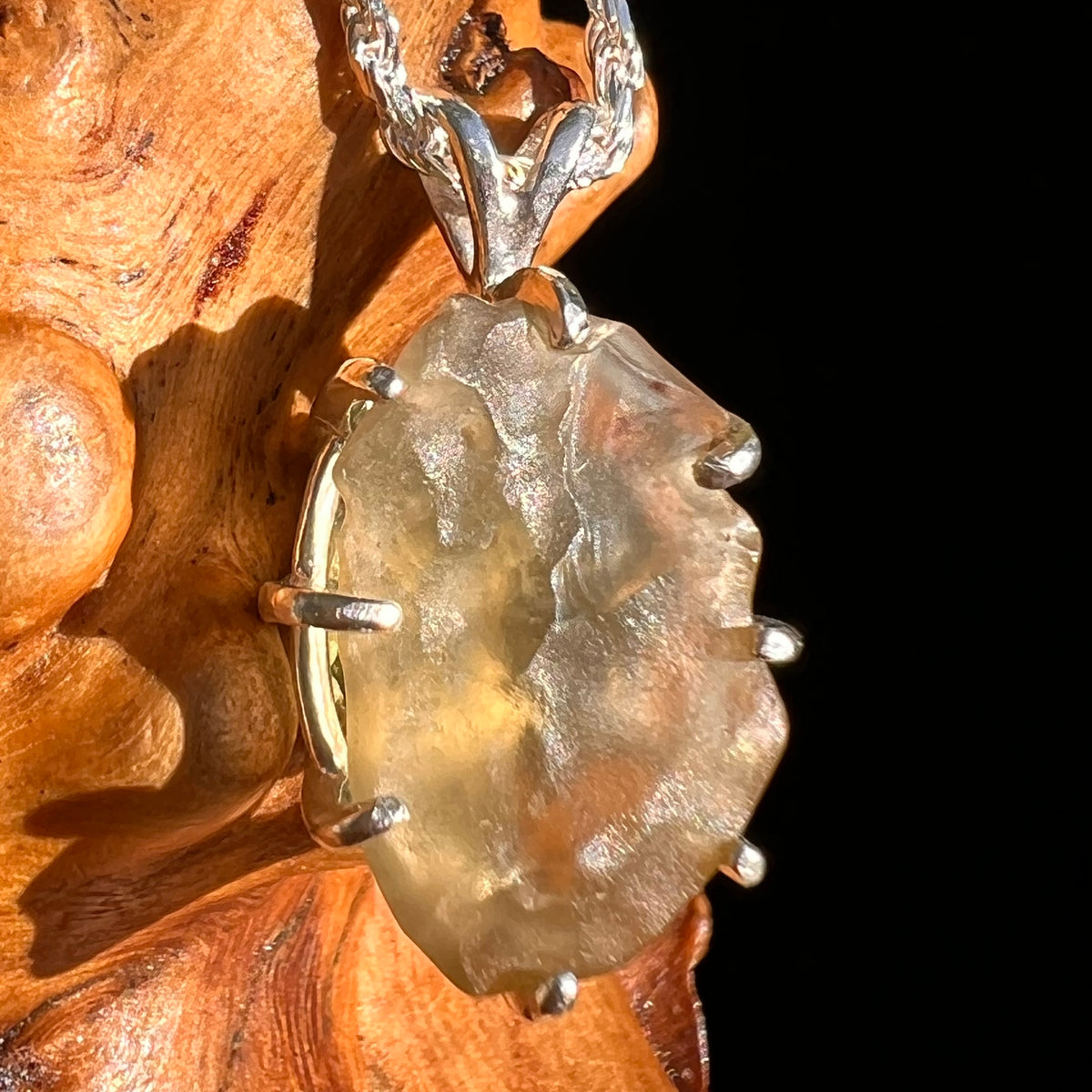 Libyan Desert Glass & Moldavite Pendant Sterling #8935-Moldavite Life