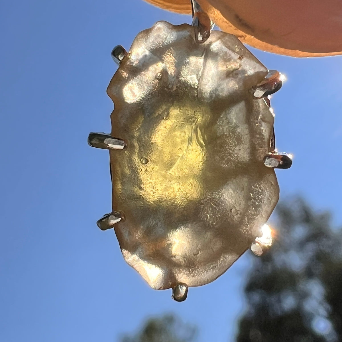 Libyan Desert Glass & Moldavite Pendant Sterling #8935-Moldavite Life