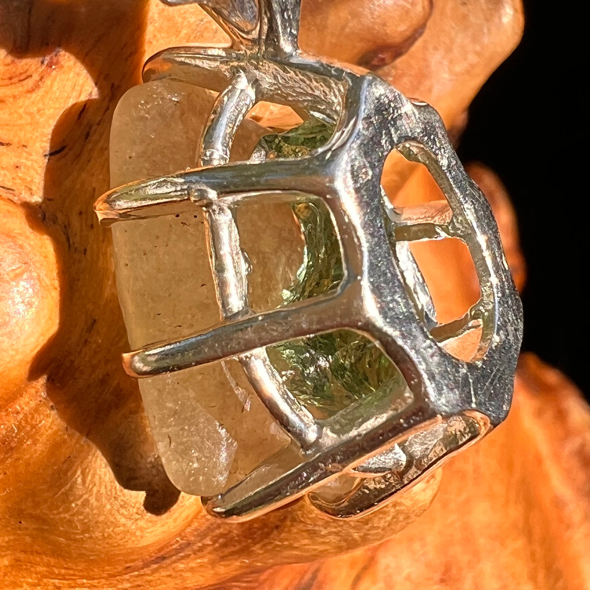 Libyan Desert Glass & Moldavite Pendant Sterling #8936-Moldavite Life