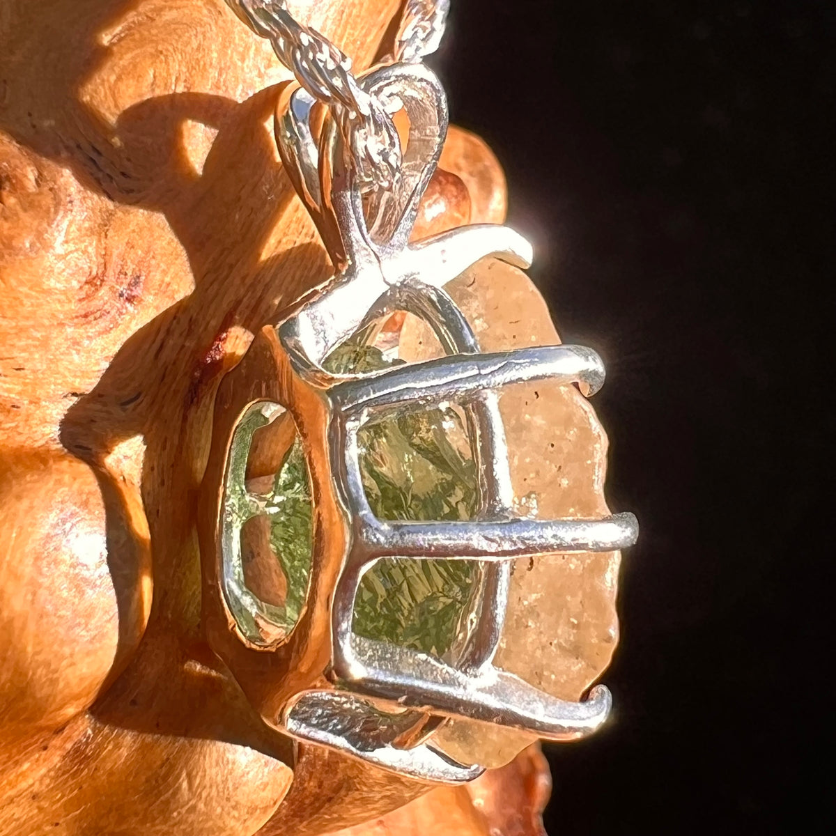 Libyan Desert Glass & Moldavite Pendant Sterling #8936-Moldavite Life