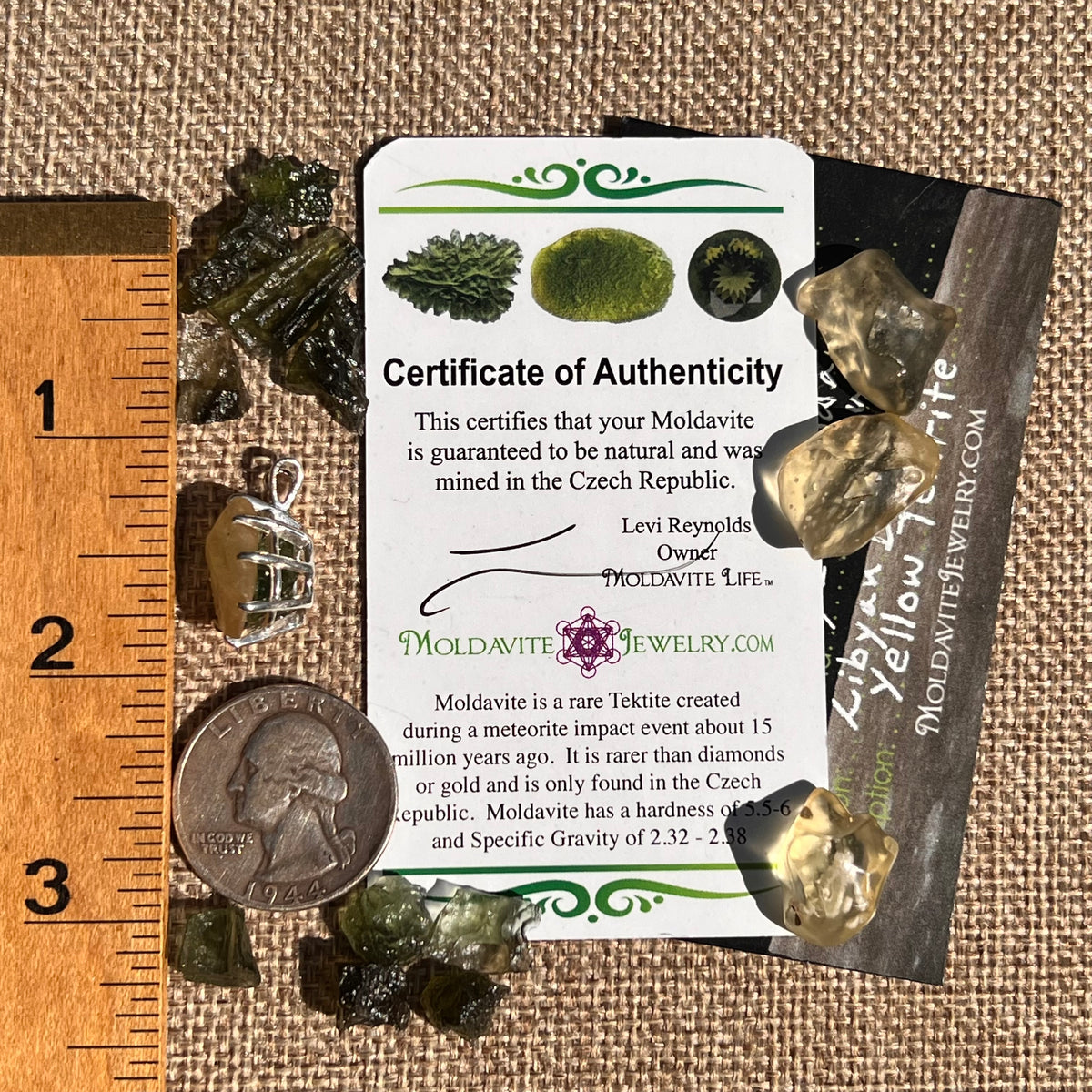 Libyan Desert Glass & Moldavite Pendant Sterling #8936-Moldavite Life