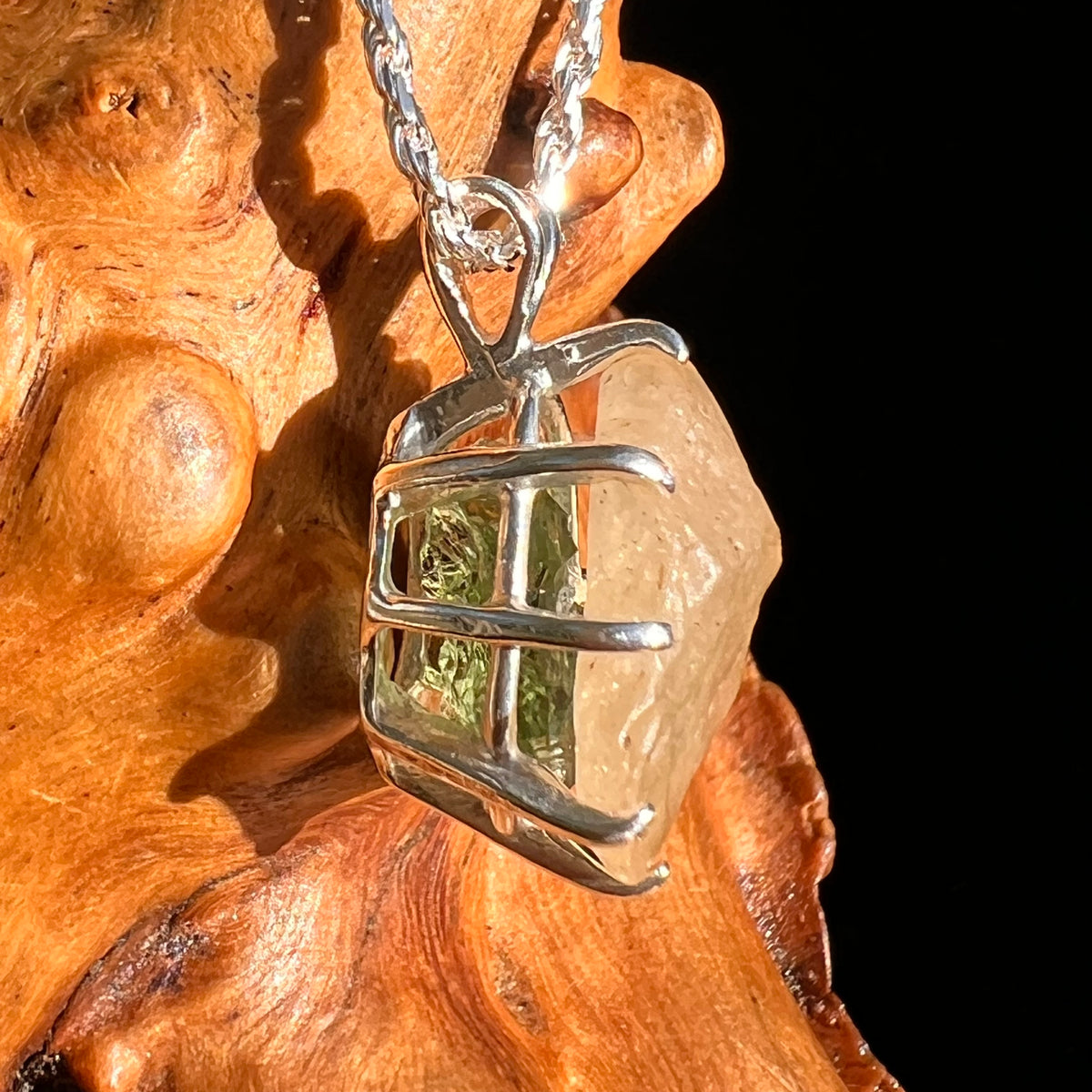 Libyan Desert Glass & Moldavite Pendant Sterling #8936-Moldavite Life