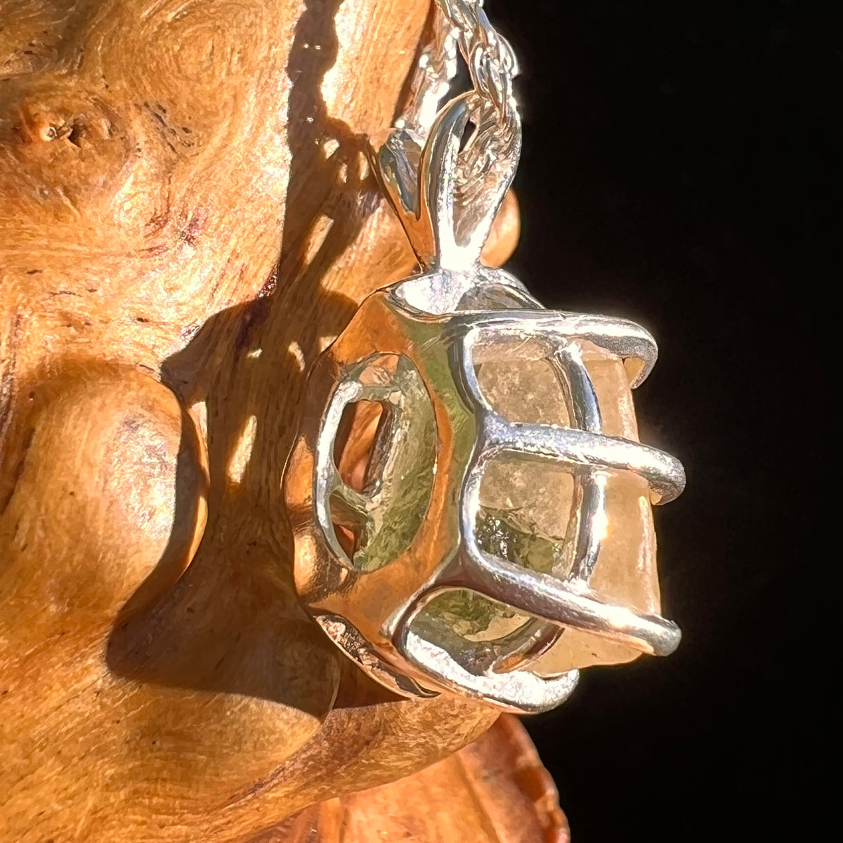 Libyan Desert Glass & Moldavite Pendant Sterling #8937-Moldavite Life