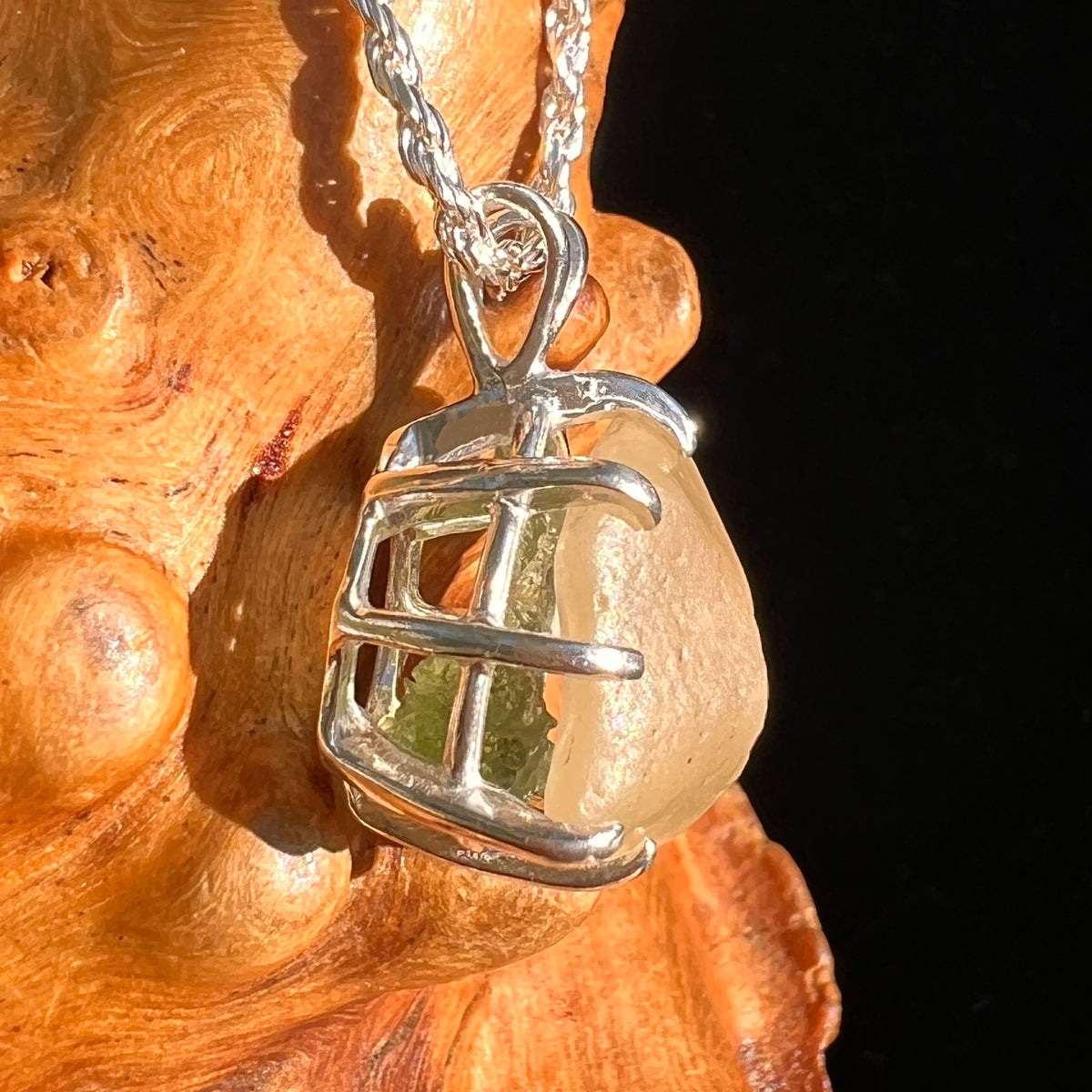 Libyan Desert Glass & Moldavite Pendant Sterling #8937-Moldavite Life
