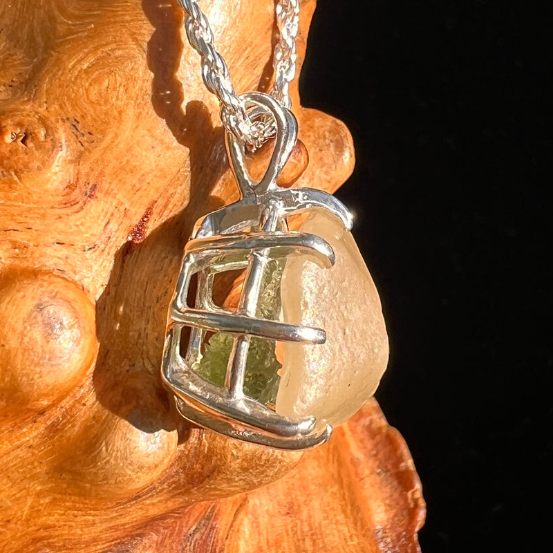 Libyan Desert Glass & Moldavite Pendant Sterling #8937-Moldavite Life