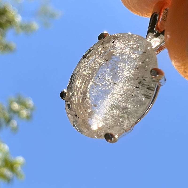 Libyan Desert Glass Pendant Necklace Sterling #5177-Moldavite Life