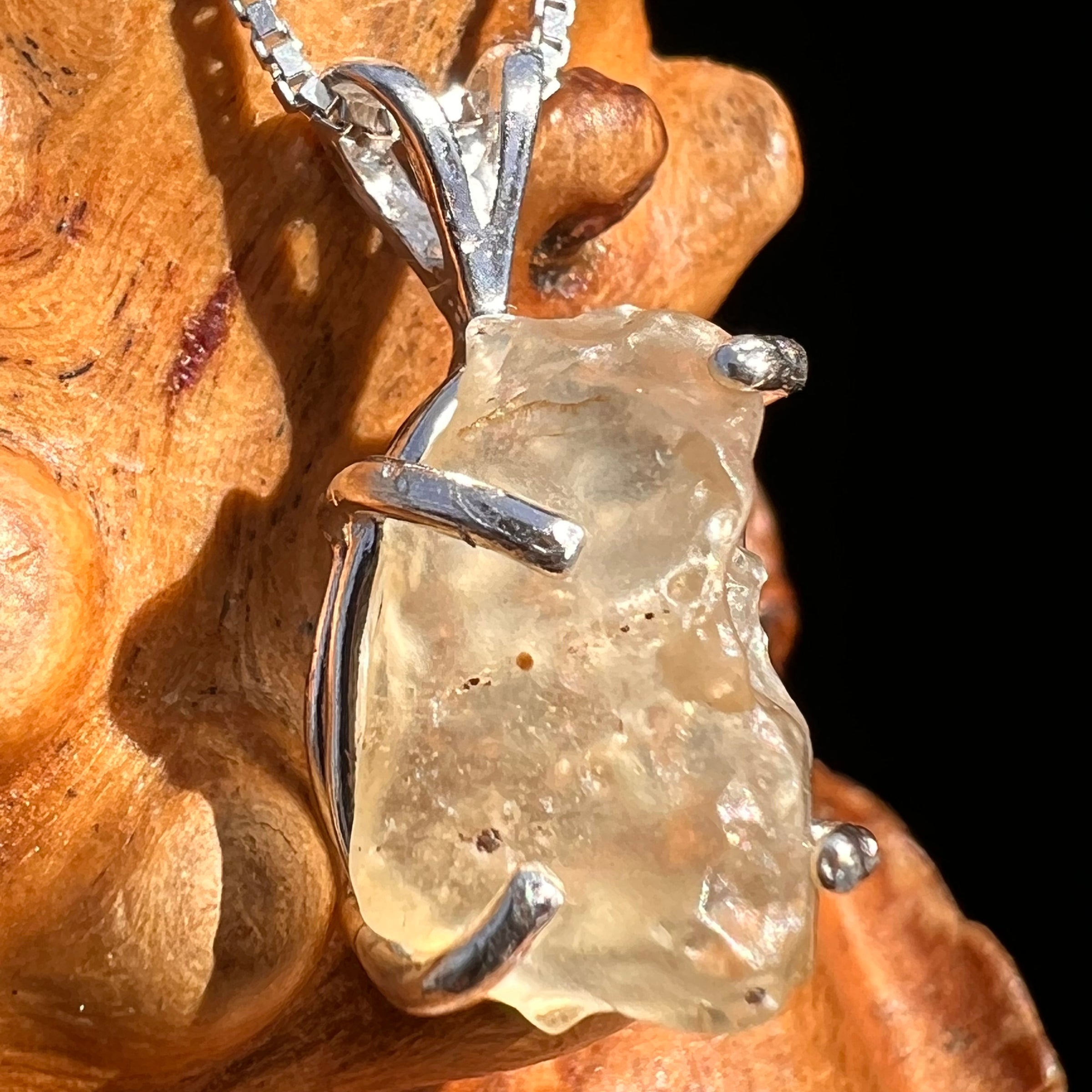 Libyan Desert Glass Pendant Sterling Silver #8296-Moldavite Life