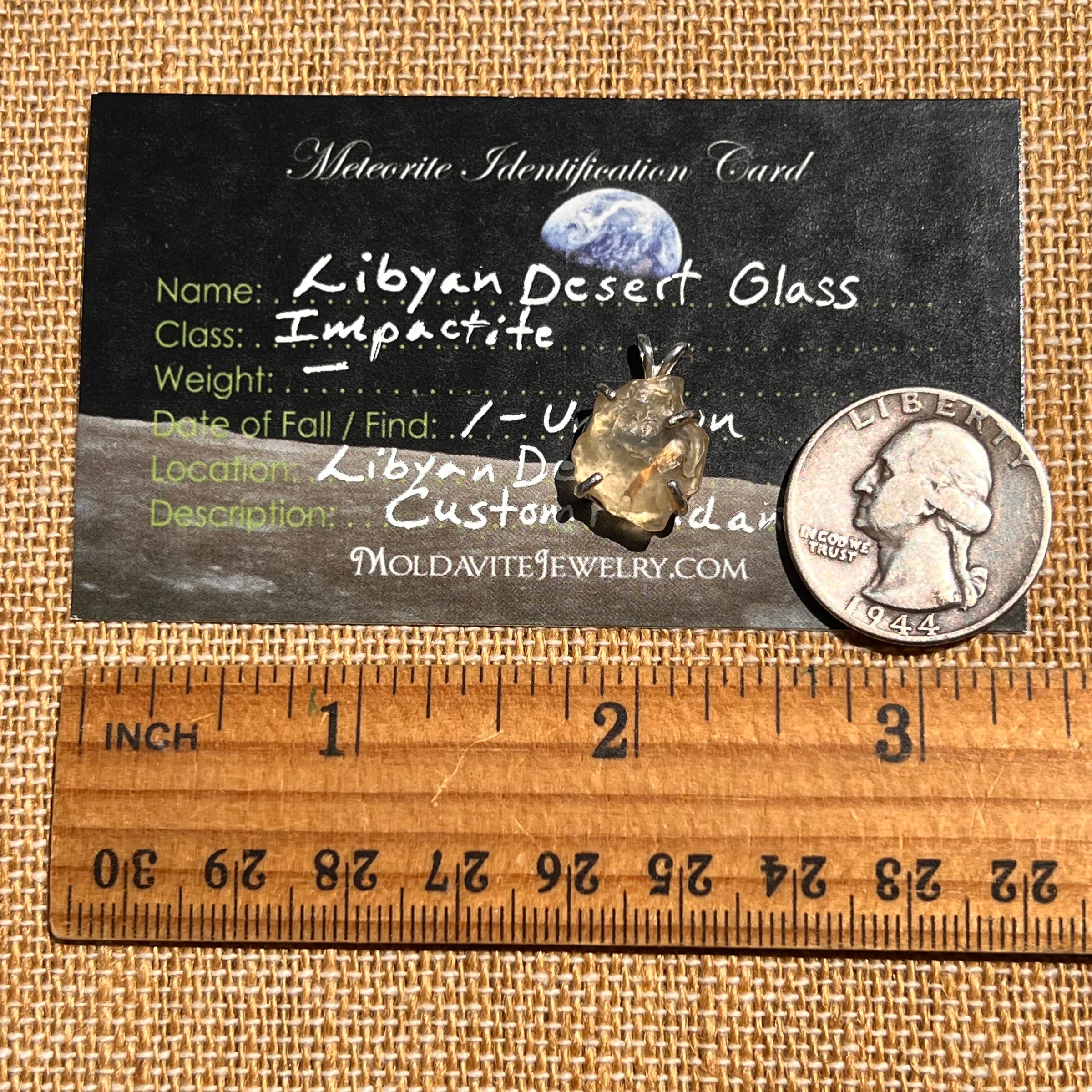 Libyan Desert Glass Pendant Sterling Silver #8327-Moldavite Life