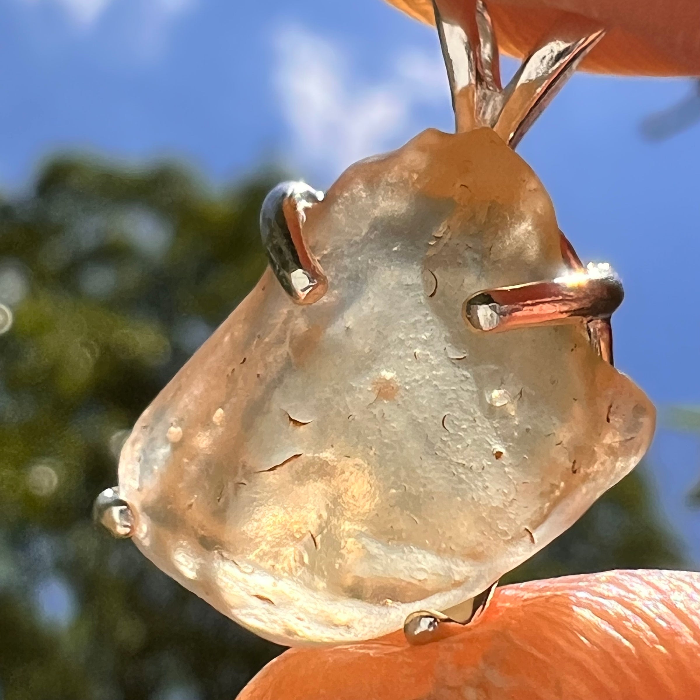 Libyan Desert Glass Pendant Sterling Silver #8328-Moldavite Life