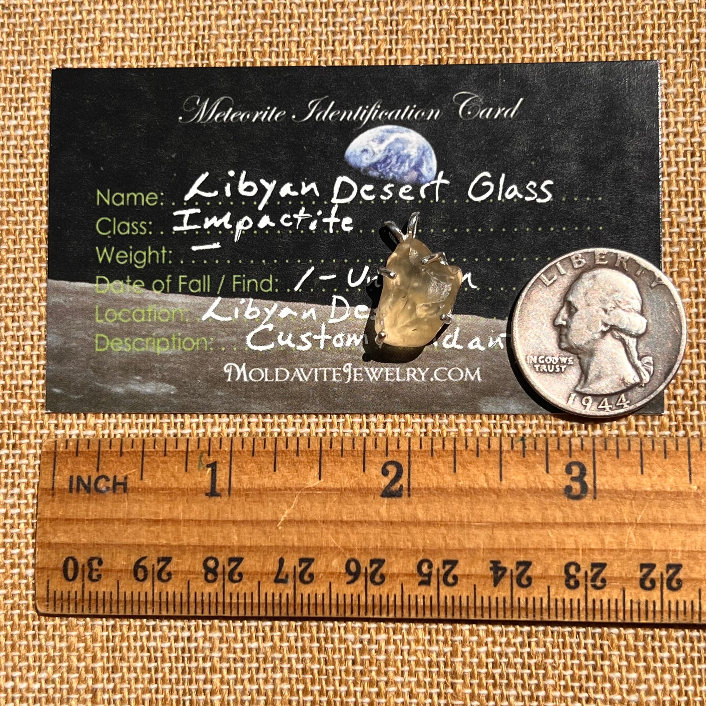 Libyan Desert Glass Pendant Sterling Silver #8328-Moldavite Life