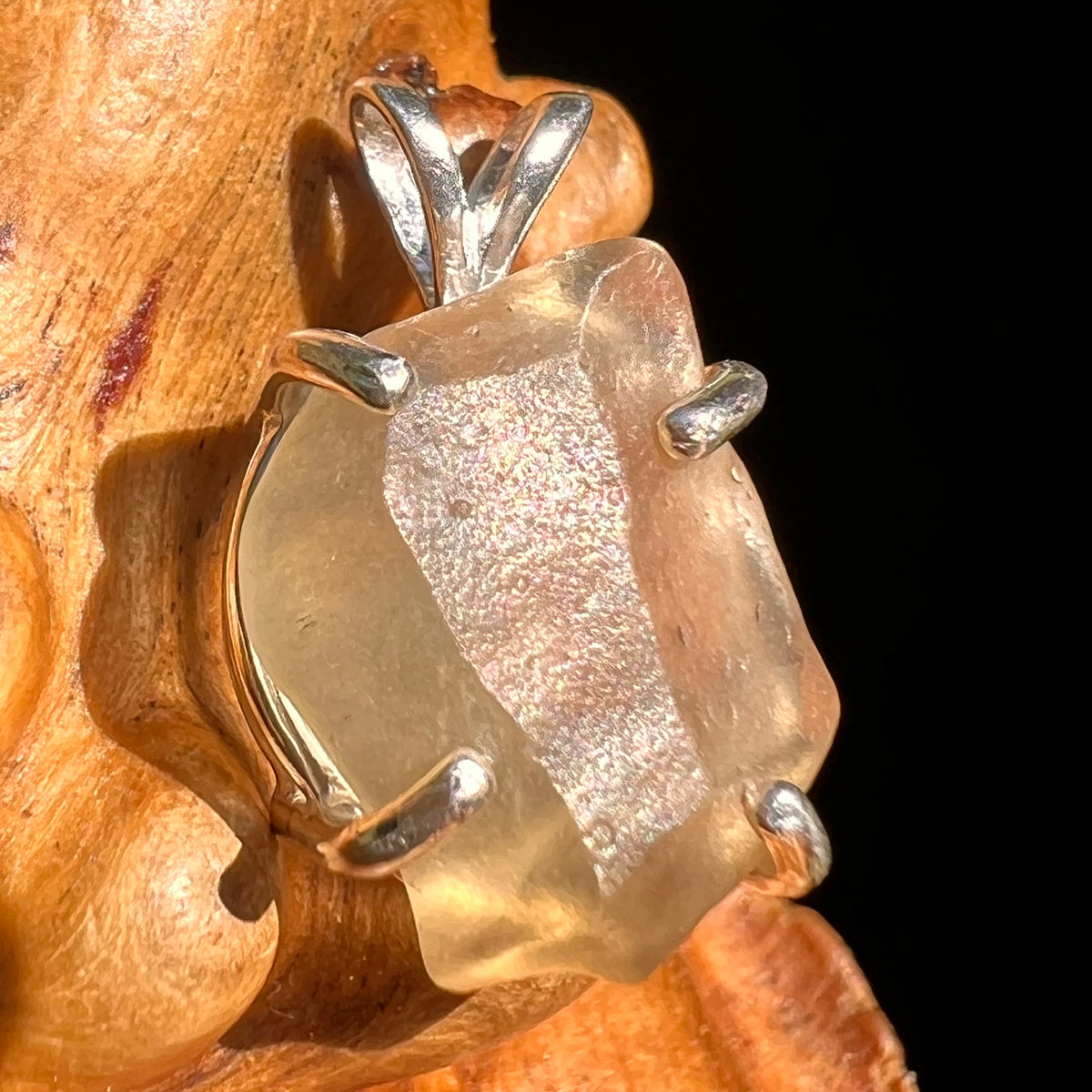 Libyan Desert Glass Pendant Sterling Silver #8329-Moldavite Life