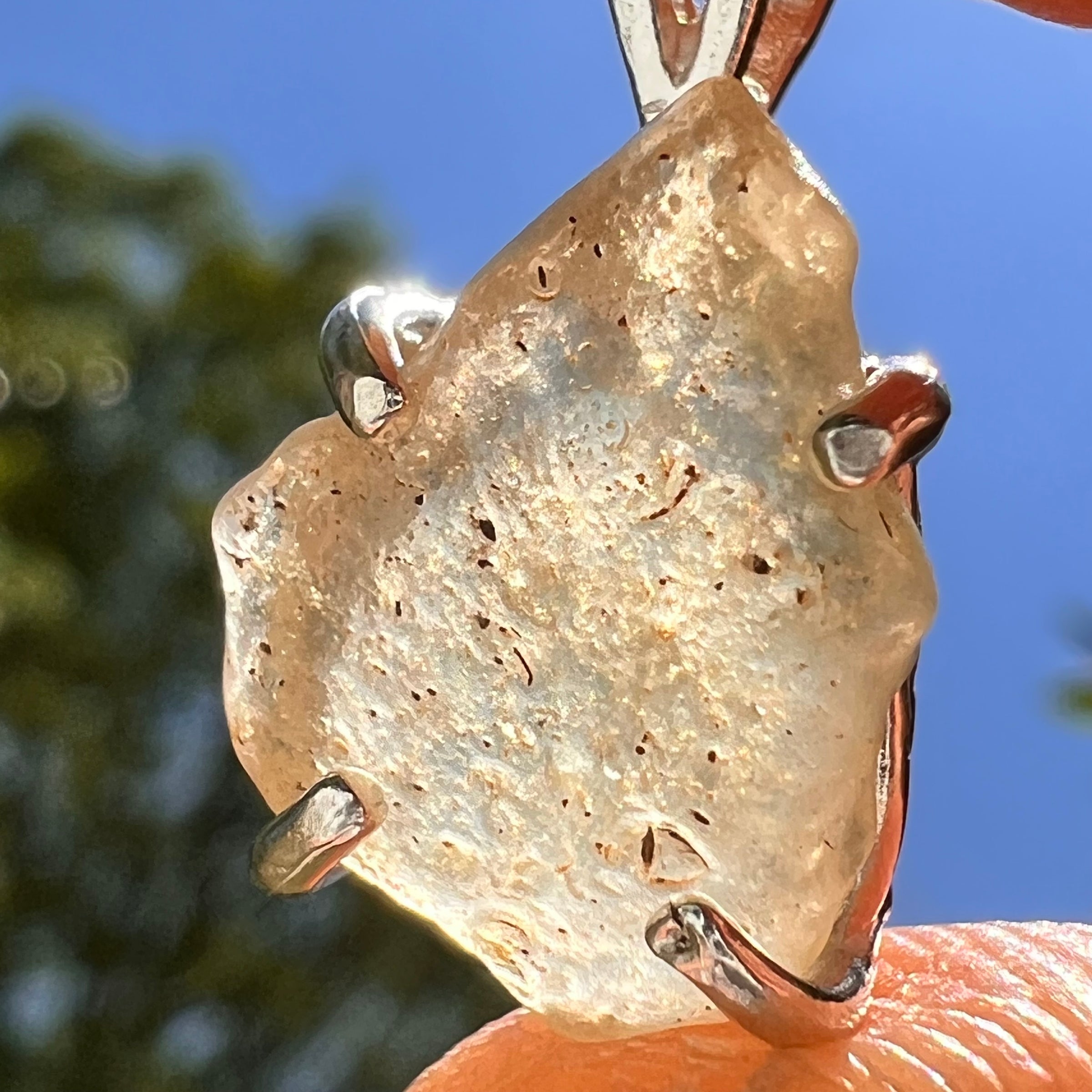 Libyan Desert Glass Pendant Sterling Silver #8330-Moldavite Life